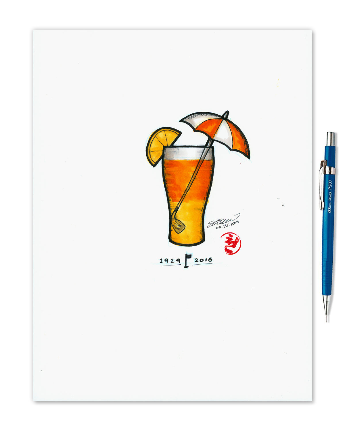Remembering Arnold Palmer Original Tribute Sketch