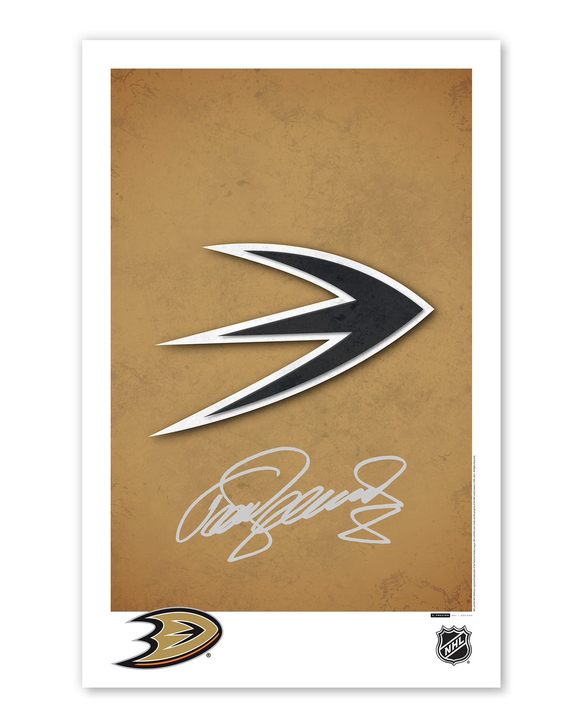 Minimalist Anaheim Ducks Logo Art - Teemu Selanne Autographed - Authenticated