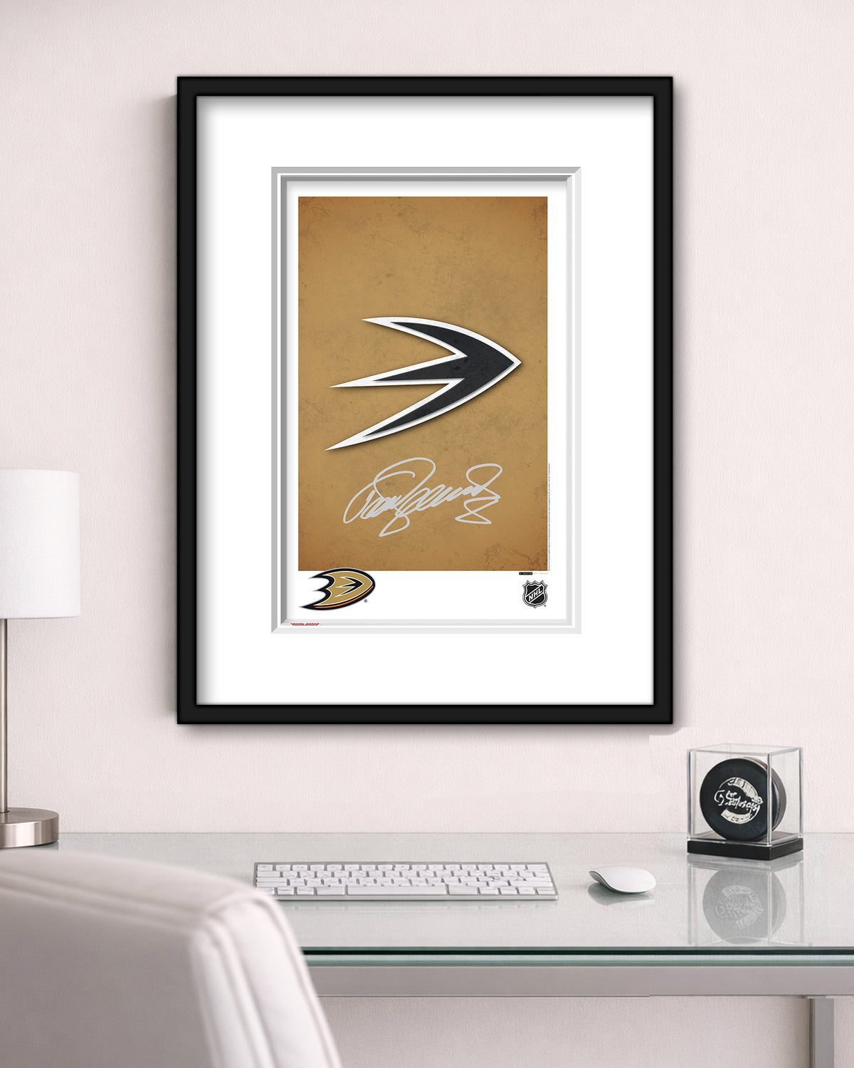 Minimalist Anaheim Ducks Logo Art - Teemu Selanne Autographed - Authenticated