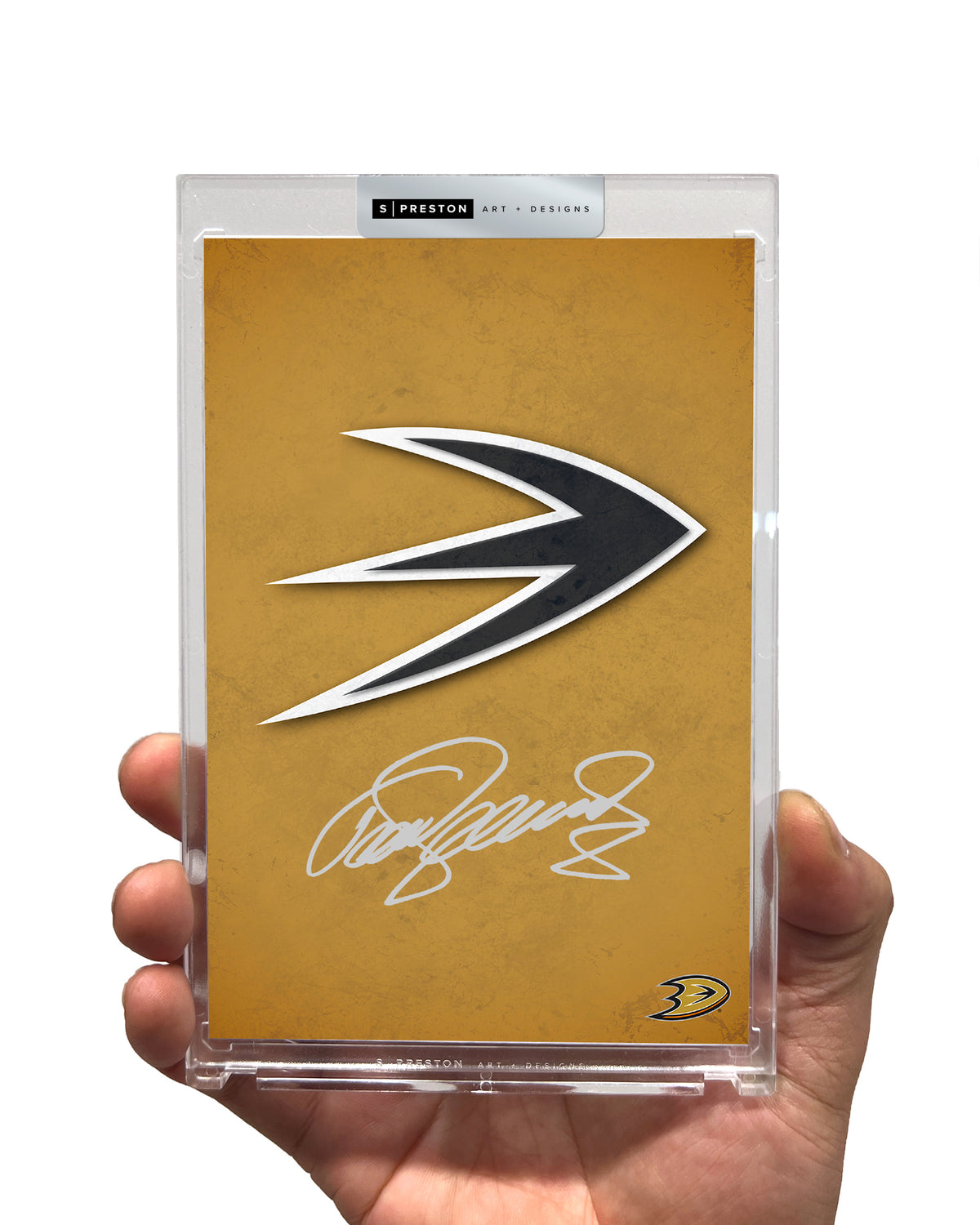 Minimalist Anaheim Ducks Logo Art - Teemu Selanne Autographed - Authenticated
