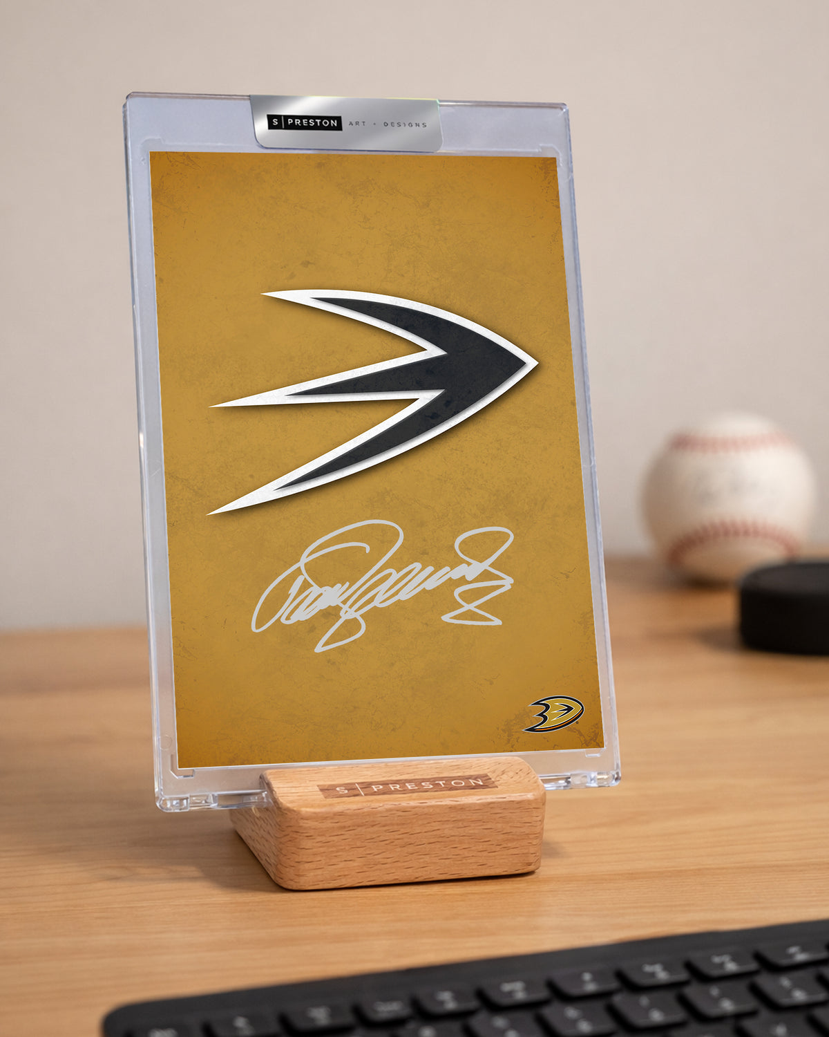 Minimalist Anaheim Ducks Logo Art - Teemu Selanne Autographed - Authenticated