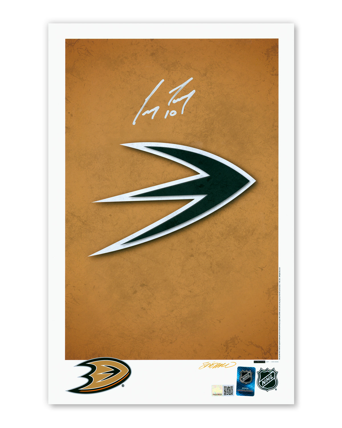 Minimalist Anaheim Ducks Logo Print - Corey Perry Autographed - Authenticated