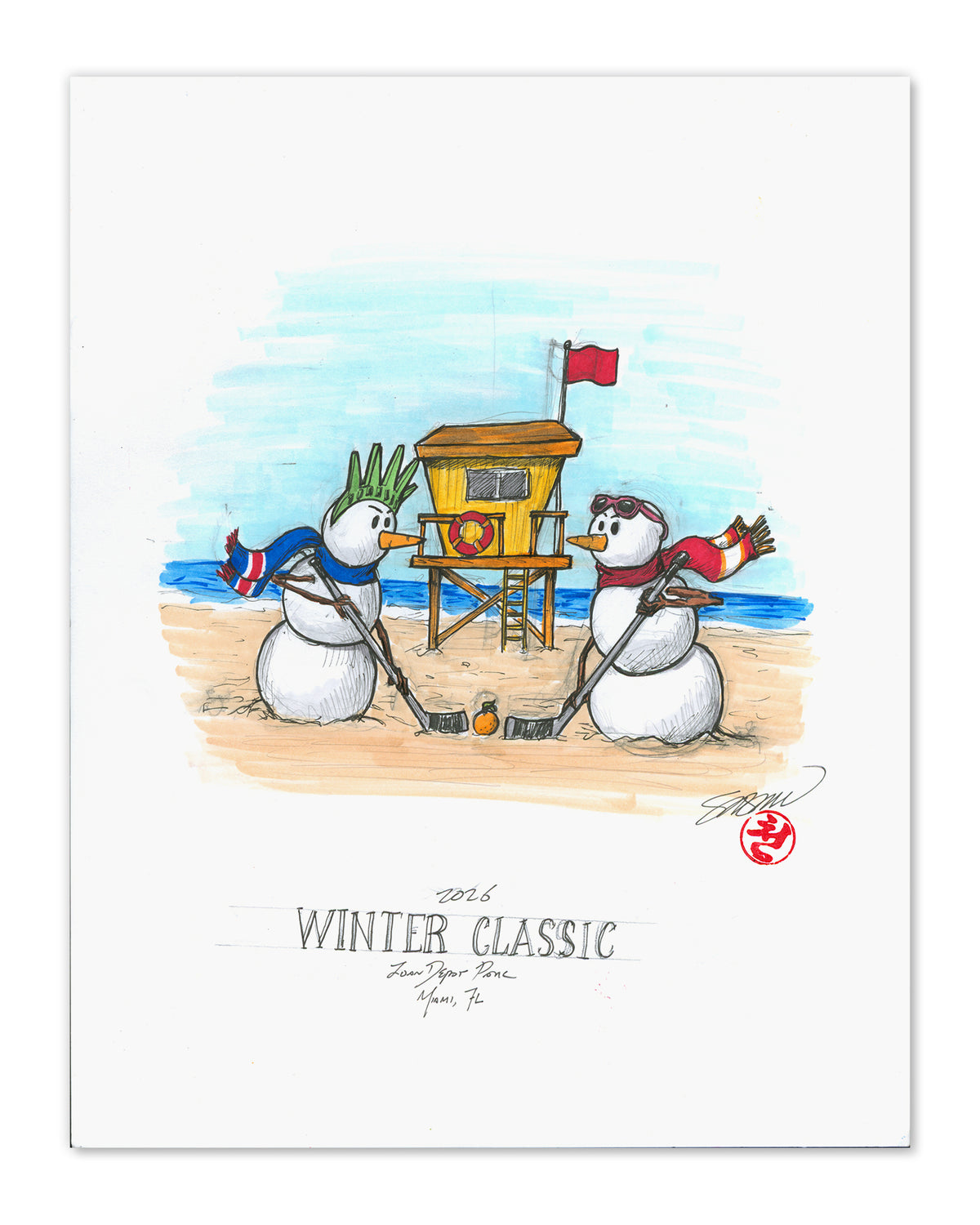 2026 NHL Winter Classic Sketch Limited Edition Art Prints