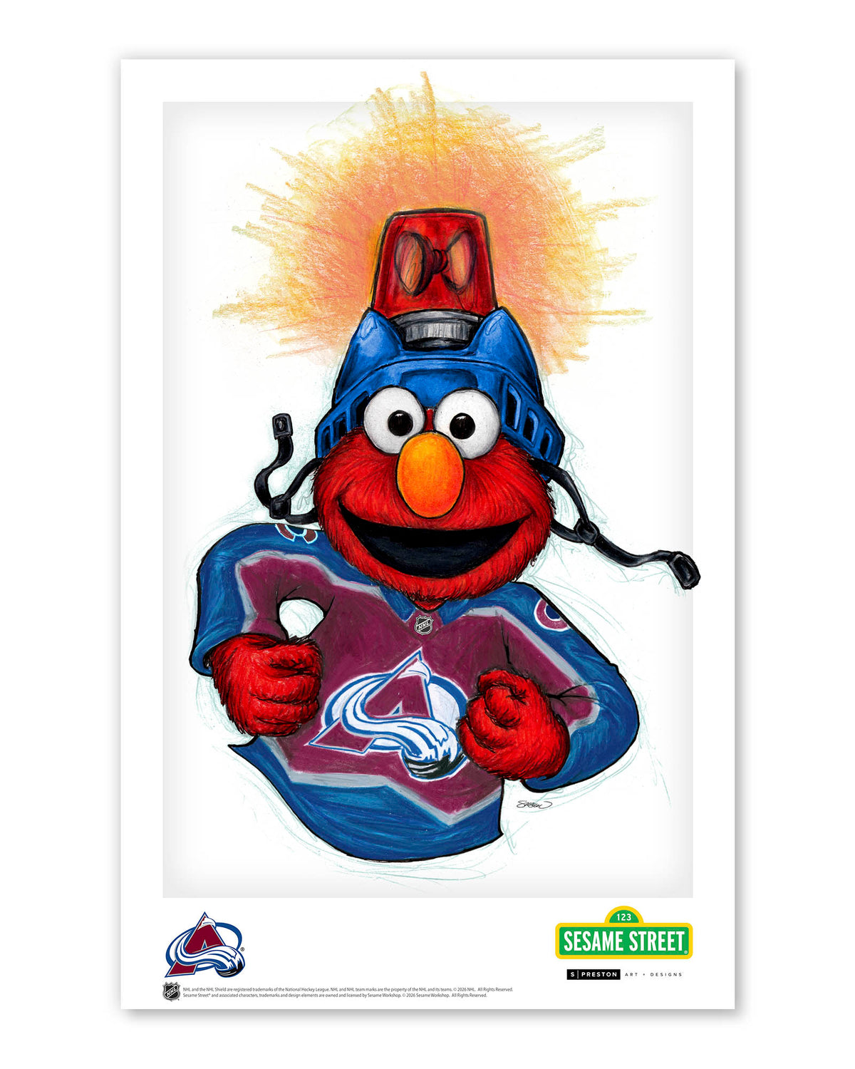 Elmo Loves Goals! x NHL Avalanche Limited Edition Art Print