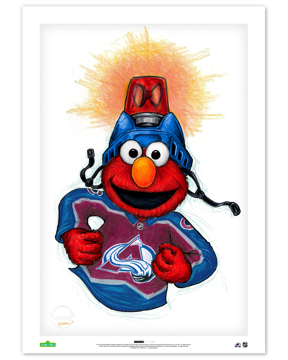Elmo Loves Goals! x NHL Avalanche Limited Edition Art Print