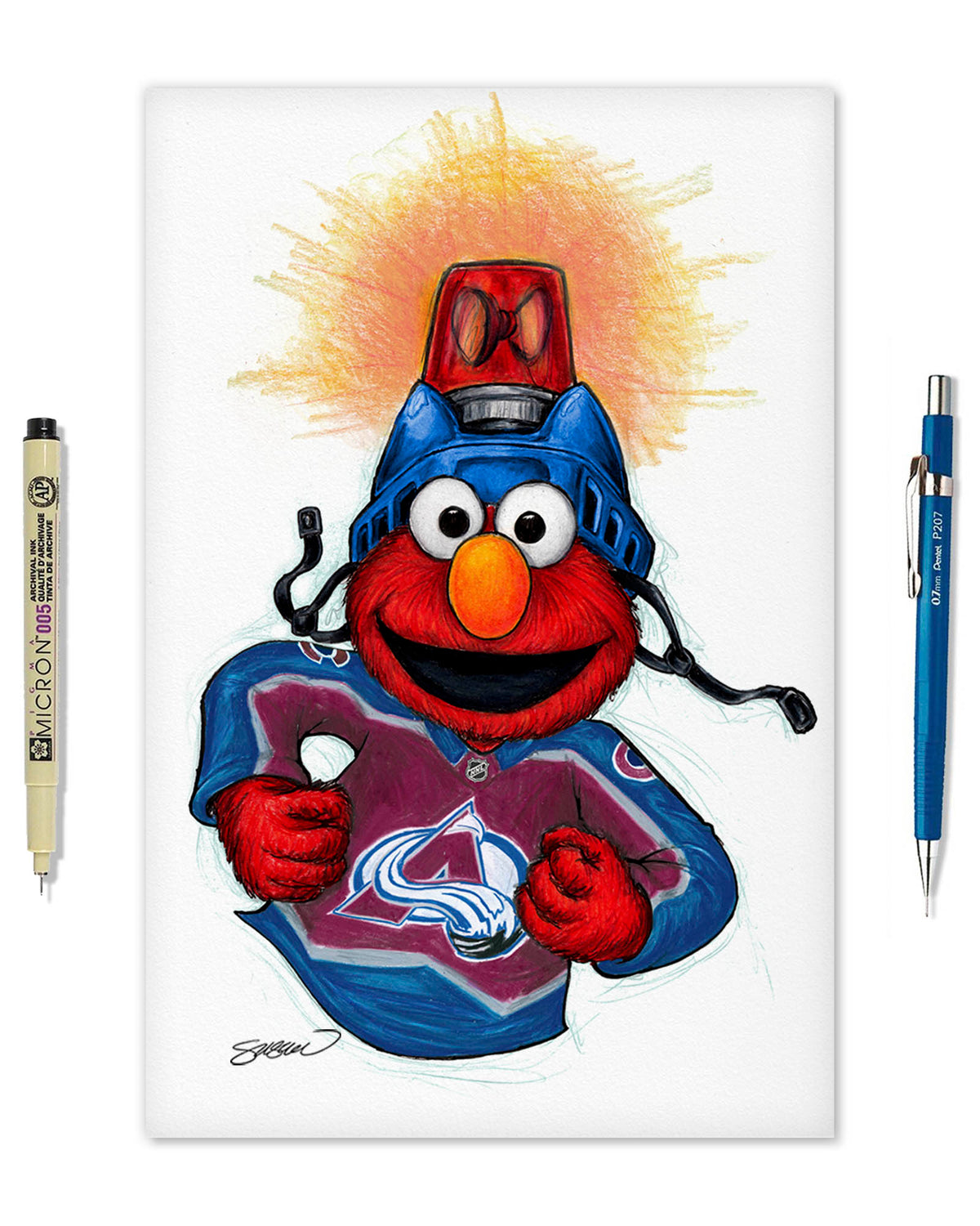 Elmo Loves Goals! x NHL Avalanche Limited Edition Art Print