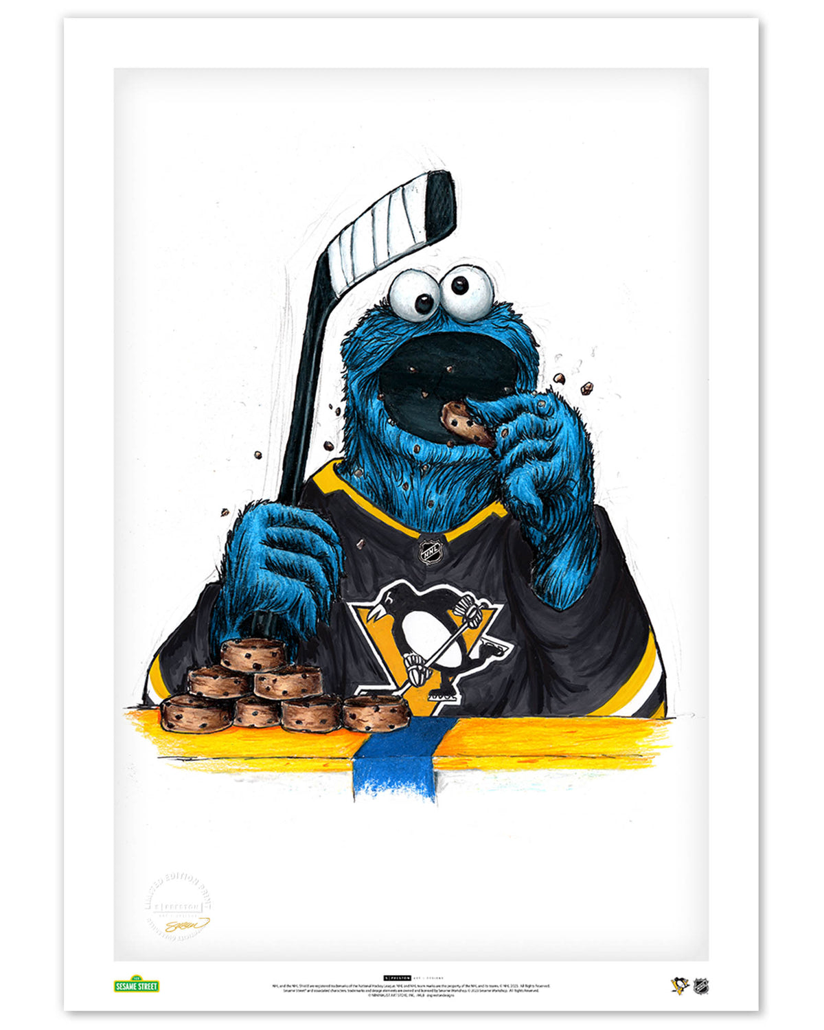 Cookie Monster x NHL Penguins Limited Edition Fine Art Print