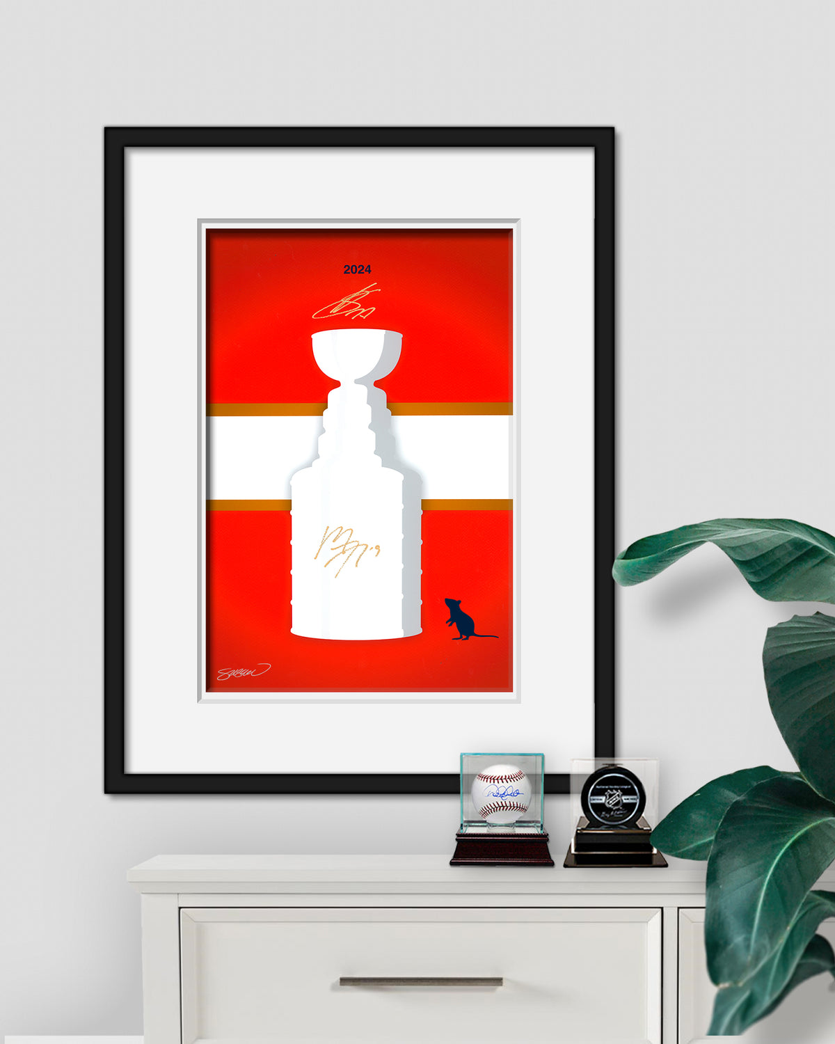 Minimalist 2024 Stanley Cup Florida Panthers Print - Tkachuck & Bobrovsky Autographed  - Authenticated (Copy)