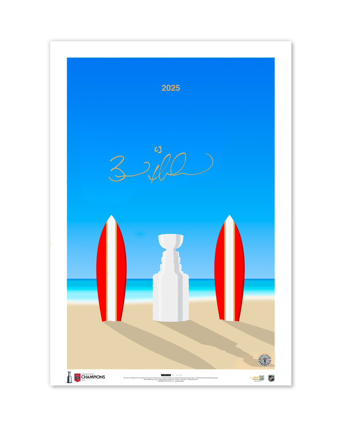 Minimalist 2025 Stanley Cup Florida Panthers Print - Brad Marchand Autographed  - Authenticated