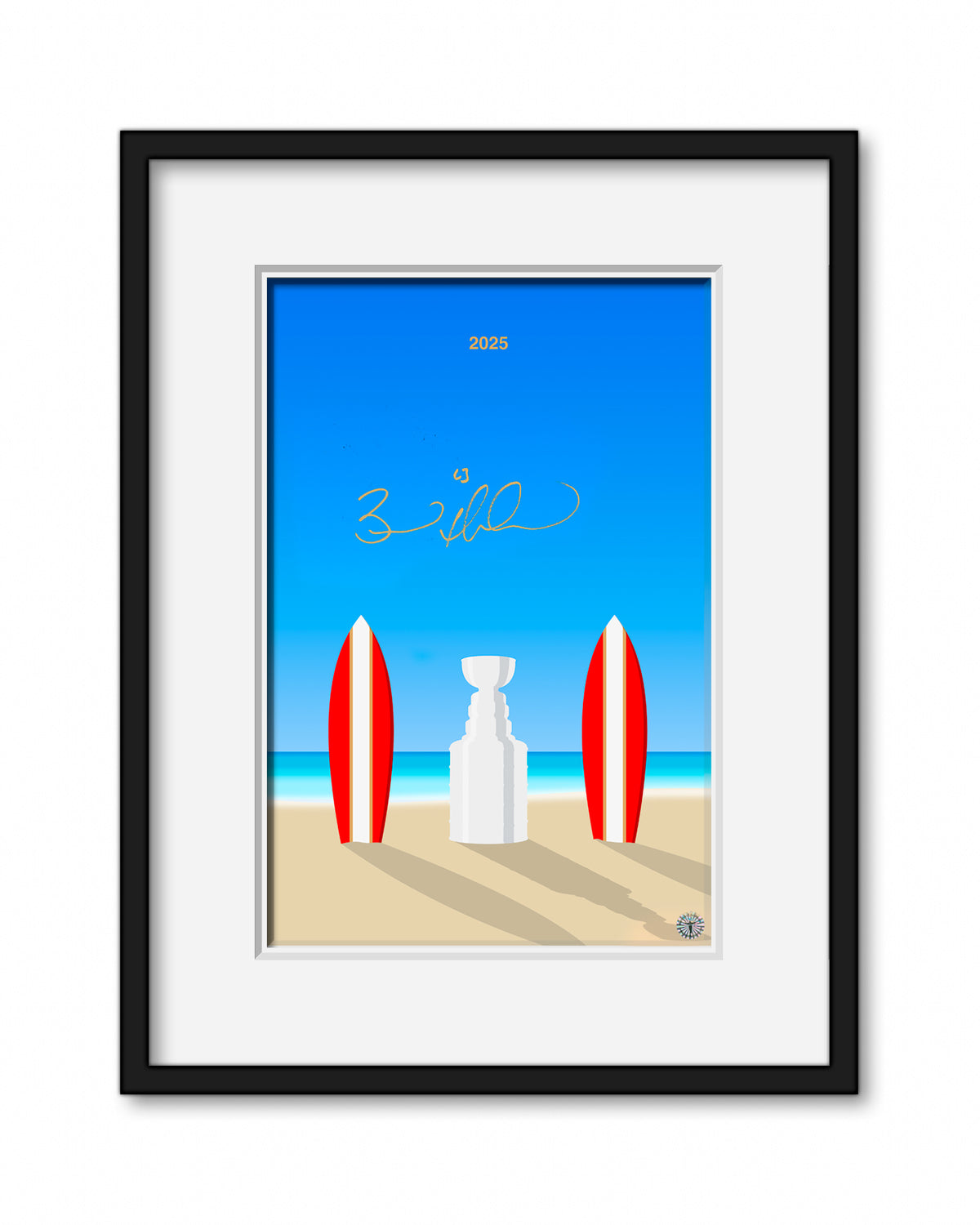 Minimalist 2025 Stanley Cup Florida Panthers Print - Brad Marchand Autographed  - Authenticated