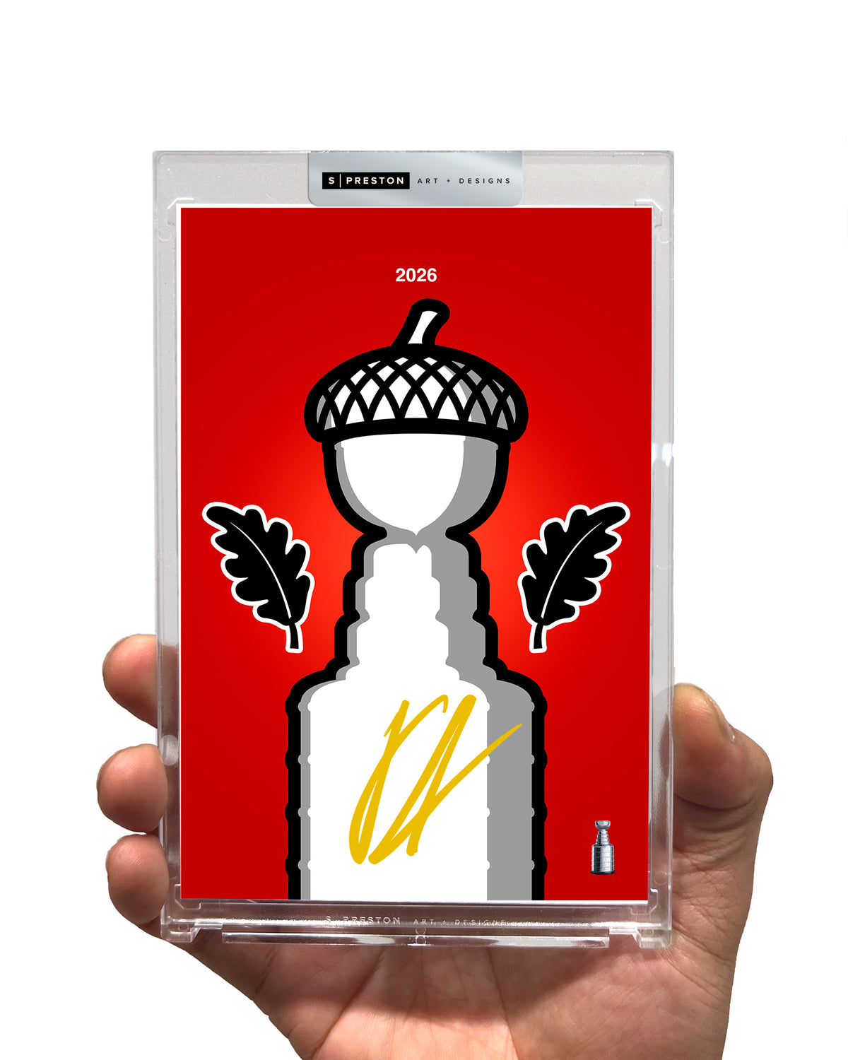 Minimalist Stanley Cup 2026 Autographed Logan Stankoven Art - Authenticated