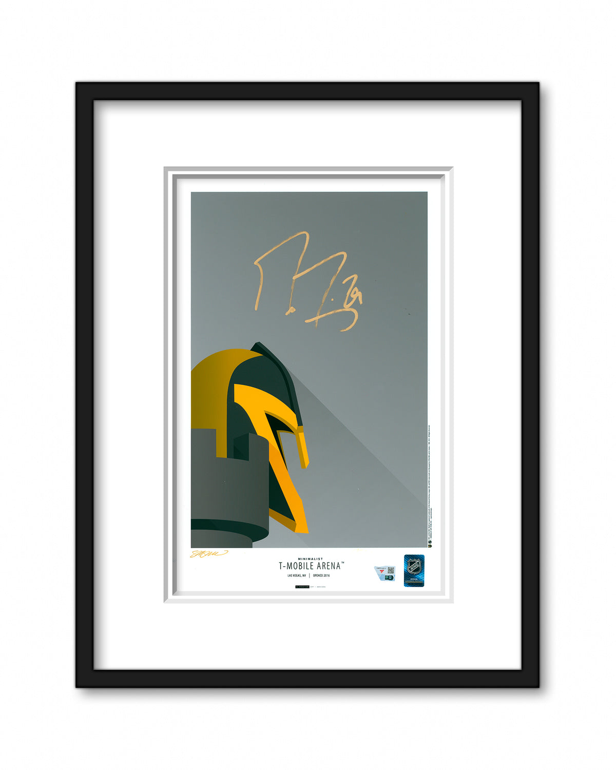 Minimalist T-Mobile Arena Poster - Marc Andre Fleury Autographed - Authenticated