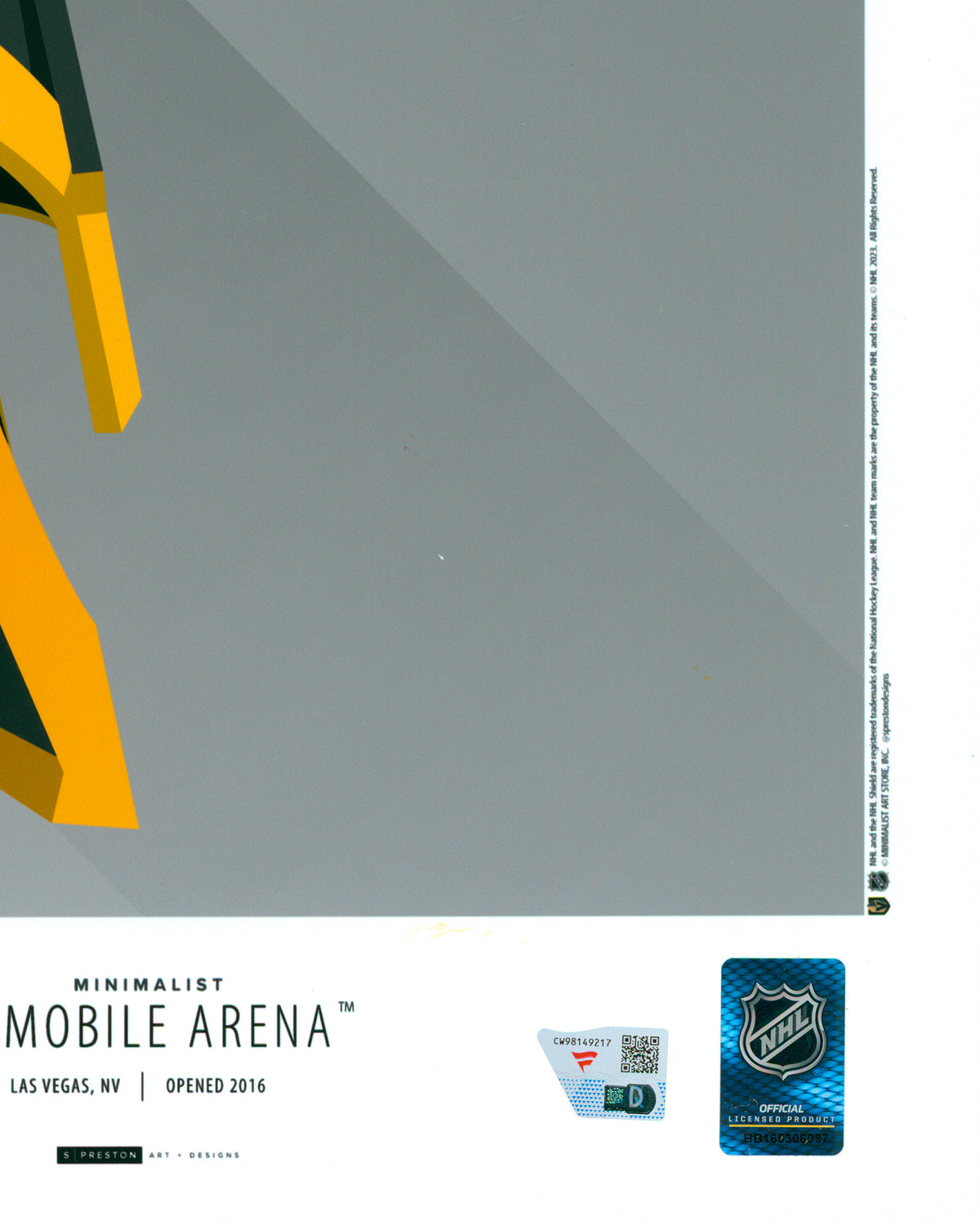 Minimalist T-Mobile Arena Poster - Marc Andre Fleury Autographed - Authenticated