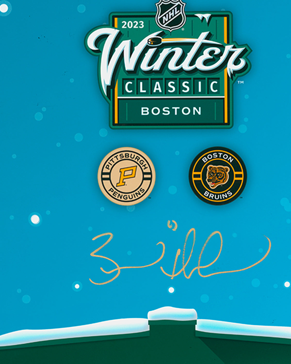 Minimalist 2023 NHL Winter Classic Print - Brad Marchand Autographed  - Authenticated