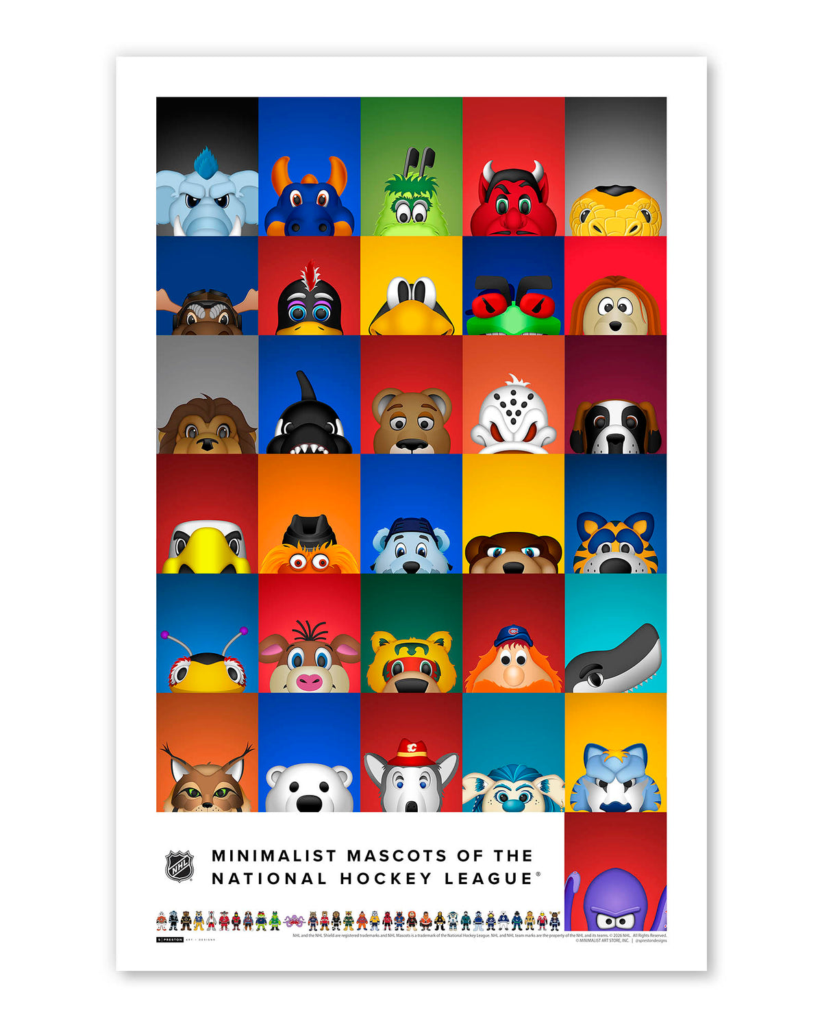 Minimalist All NHL Mascots