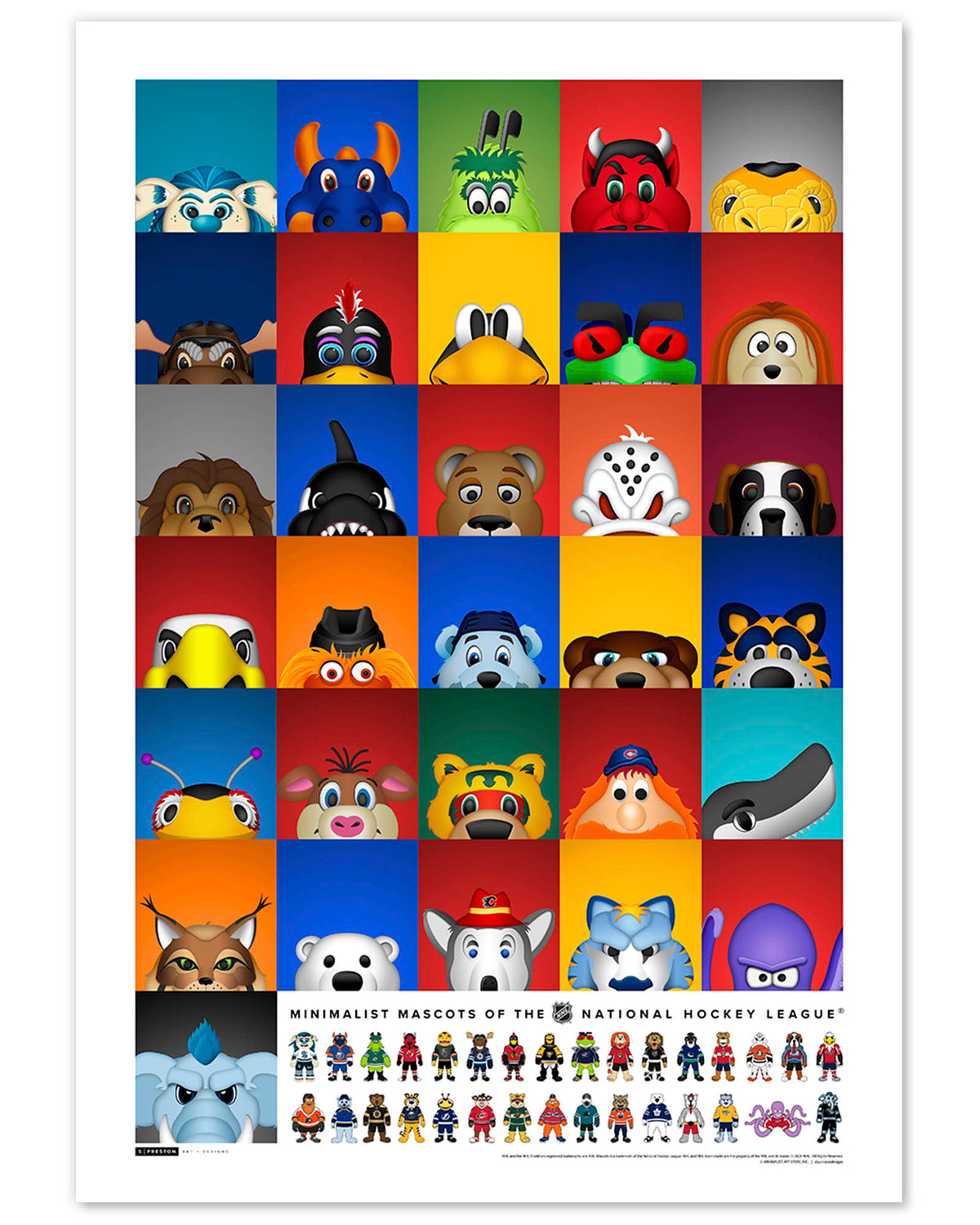 Minimalist All NHL Mascots