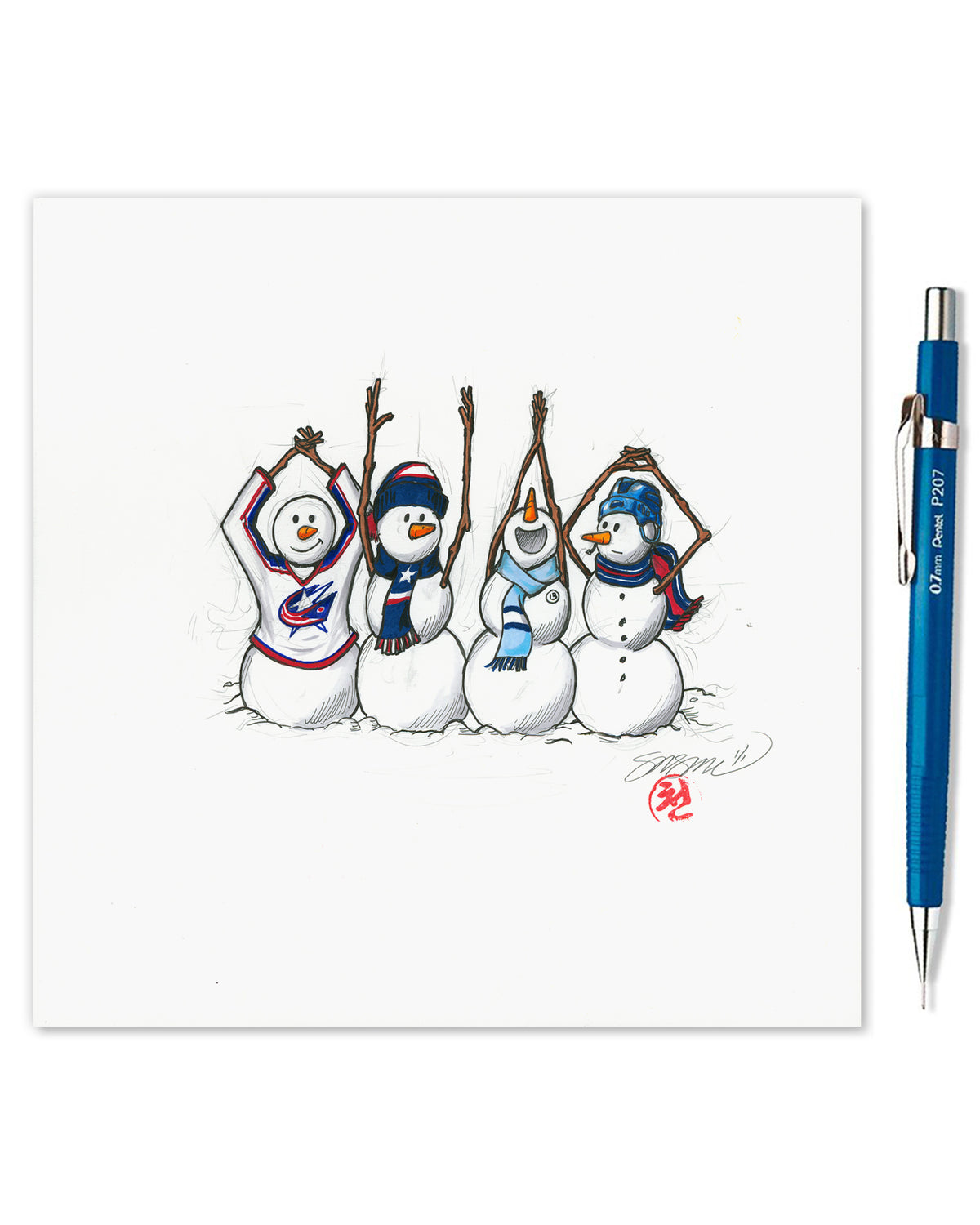 2025 NHL Stadium Series Sketch Limited Edition Art Prints - CBJ vs DET