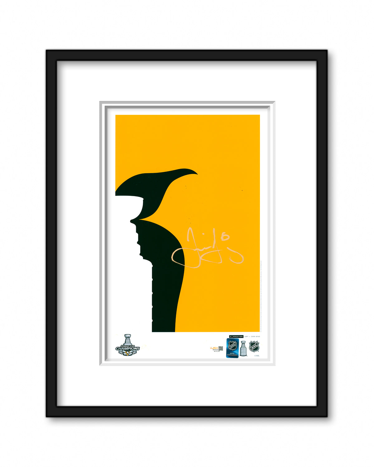 Minimalist Penguins Champions Trophy Artwork - Jaromir Jagr Autographed - Poster Print - Authenticated