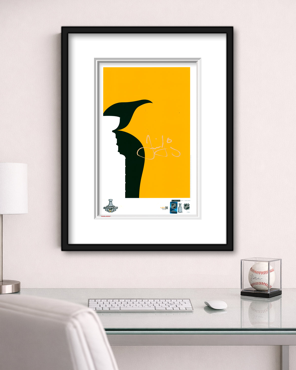 Minimalist Penguins Champions Trophy Artwork - Jaromir Jagr Autographed - Poster Print - Authenticated