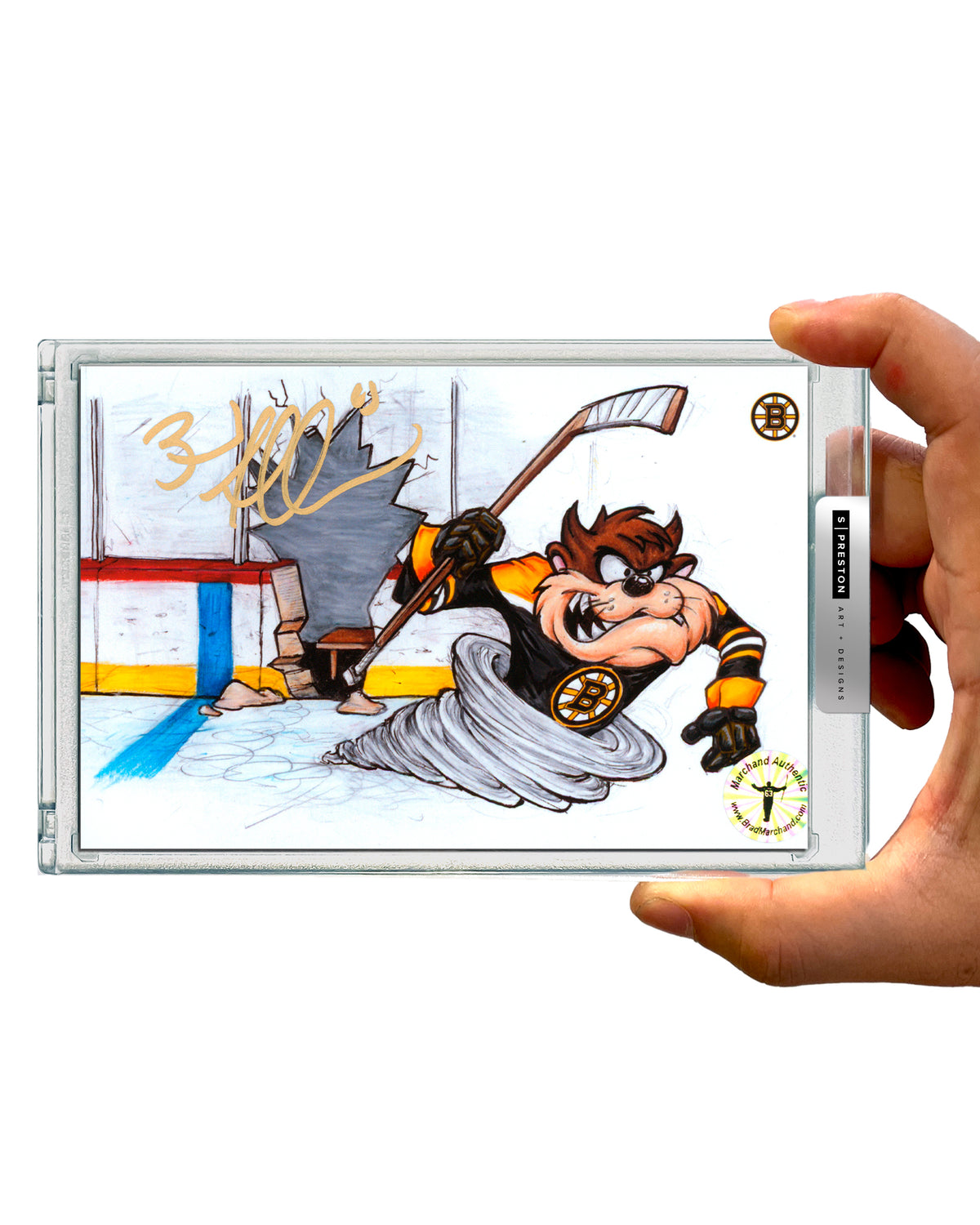 Tasmanian Line Change x Bruins Print - Brad Marchand Autograph Slab - Authenticated