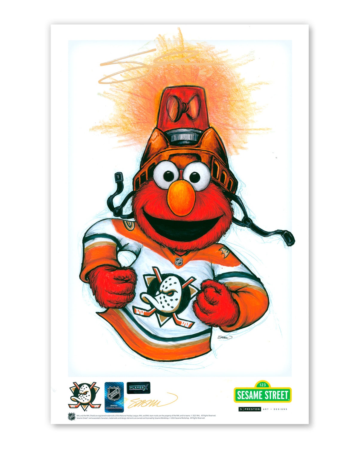 Elmo Loves Goals! x Ducks - Cutter Gauthier Autographed - Authenticated (Copy)