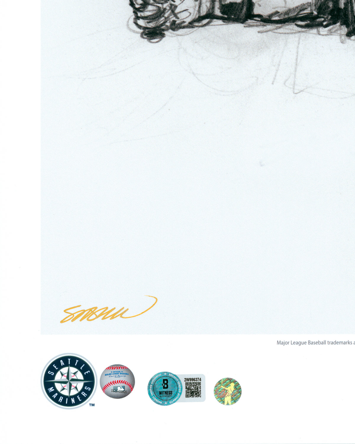 Welcome Back To Seattle Sketch - Ichiro Suzuki Autographed Print - Authenticated