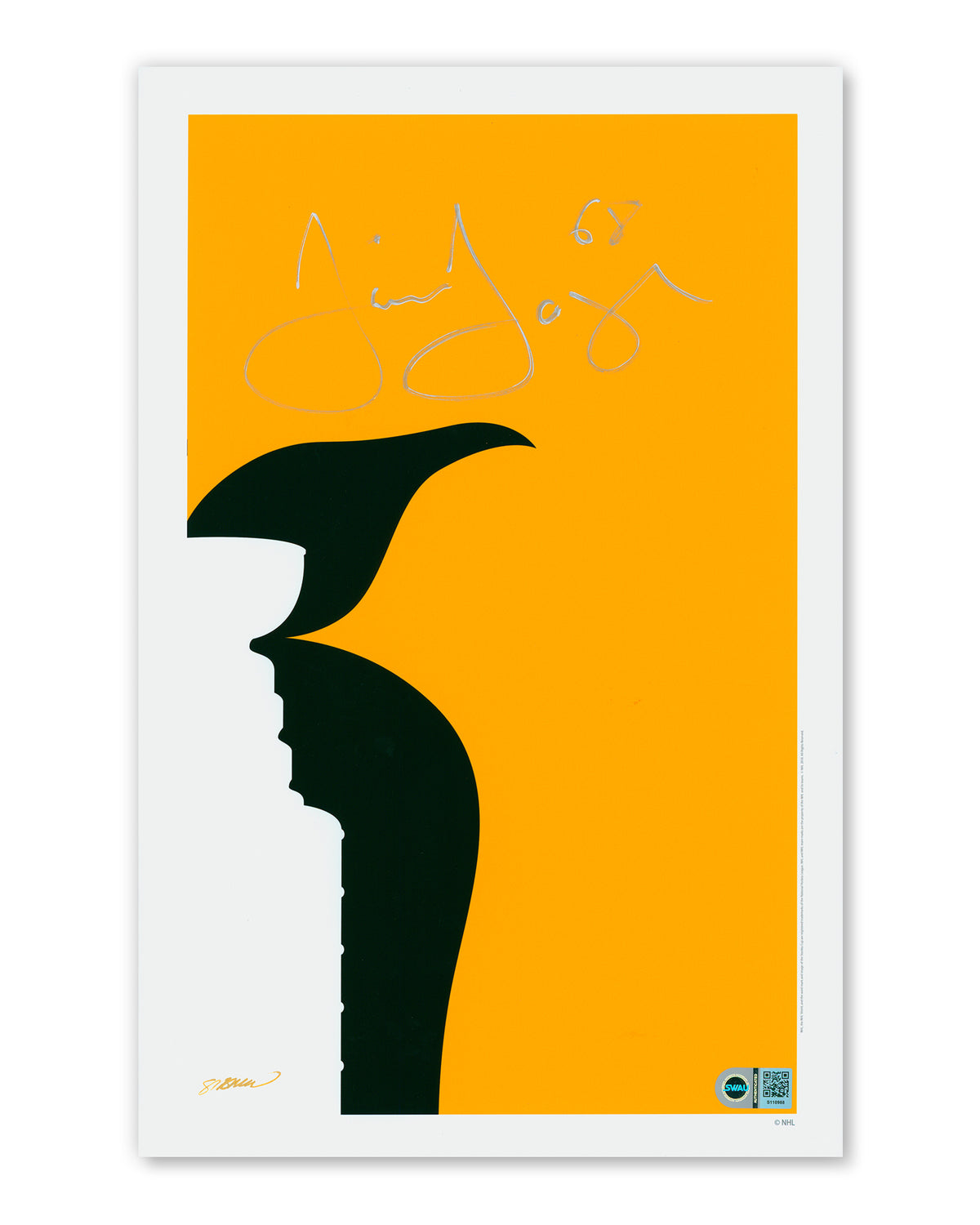 Minimalist Penguins Champions Trophy Artwork - Jaromir Jagr Autographed - Poster Print - Authenticated