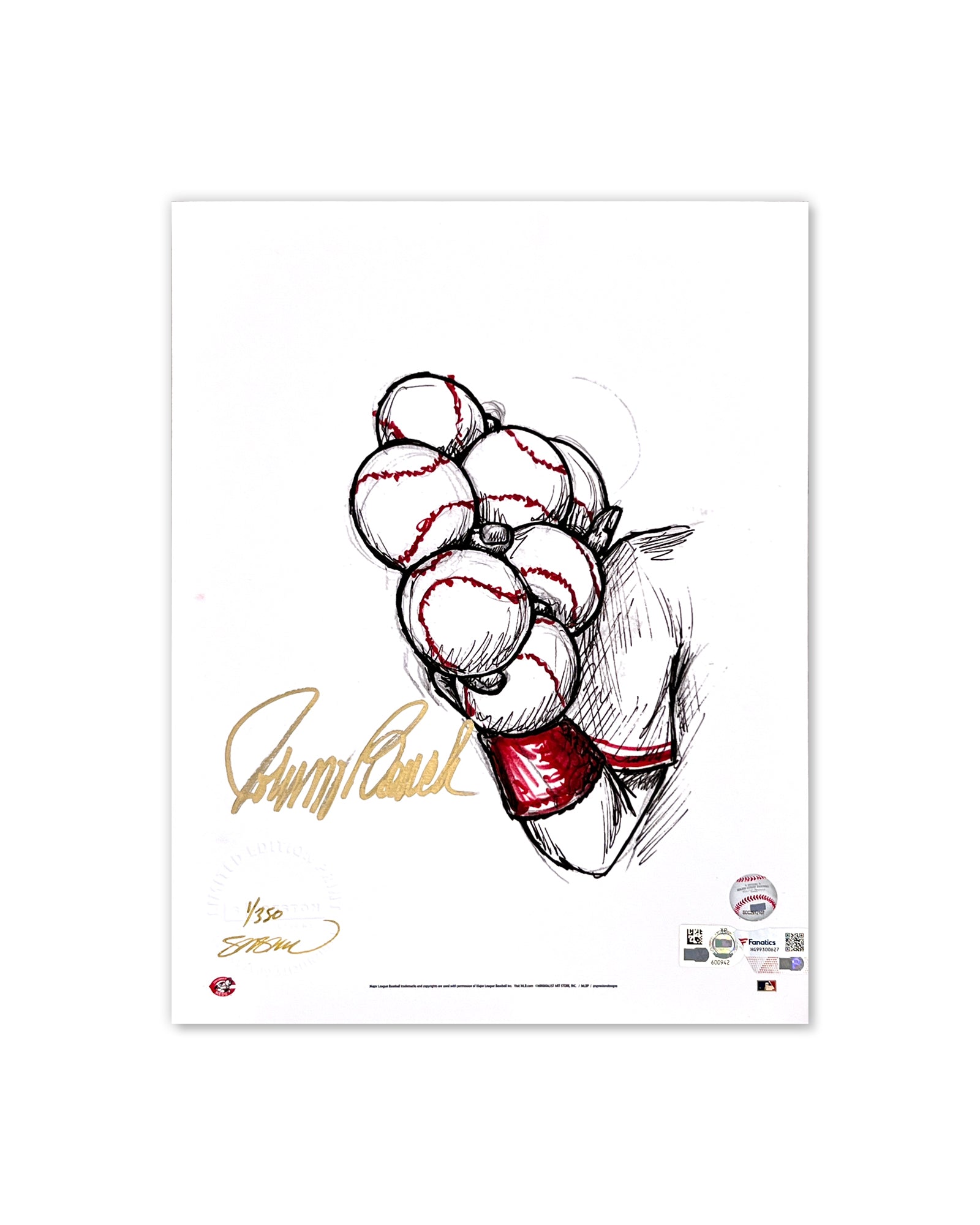 John Wetton 直筆サイン 7-Ball Grip Ink Sketch - Johnny Bench Autograph – S. Preston Art +
