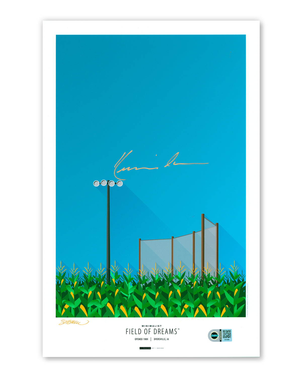 Minimalist Field Of Dreams Print - Kevin Costner  Autographed - Authenticated