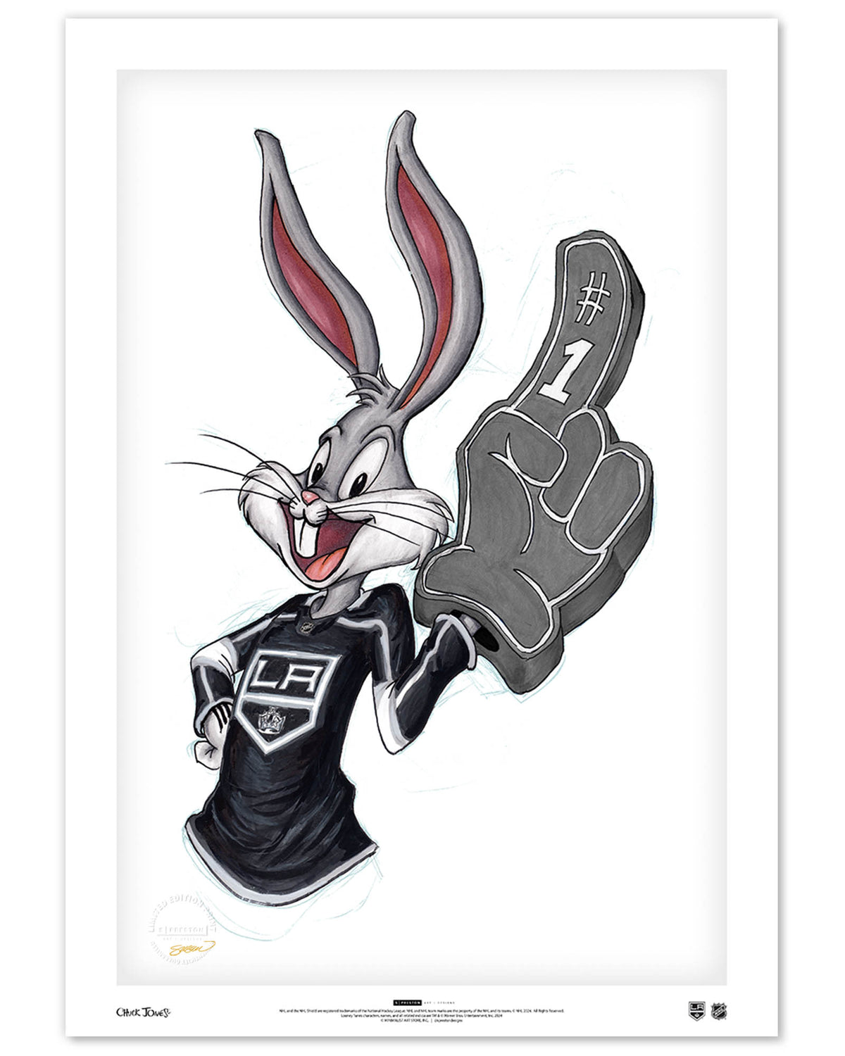 Rabbit Hockey Fan x NHL Kings Bugs Bunny Limited Edition Fine Art Print