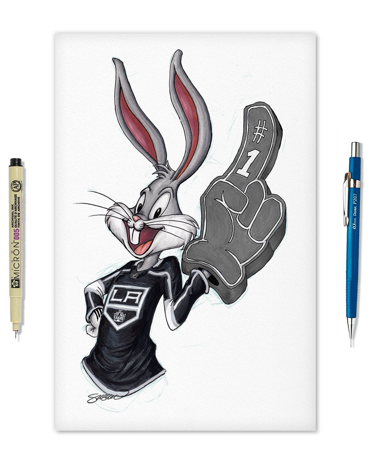 Rabbit Hockey Fan x NHL Kings Bugs Bunny Limited Edition Fine Art Print