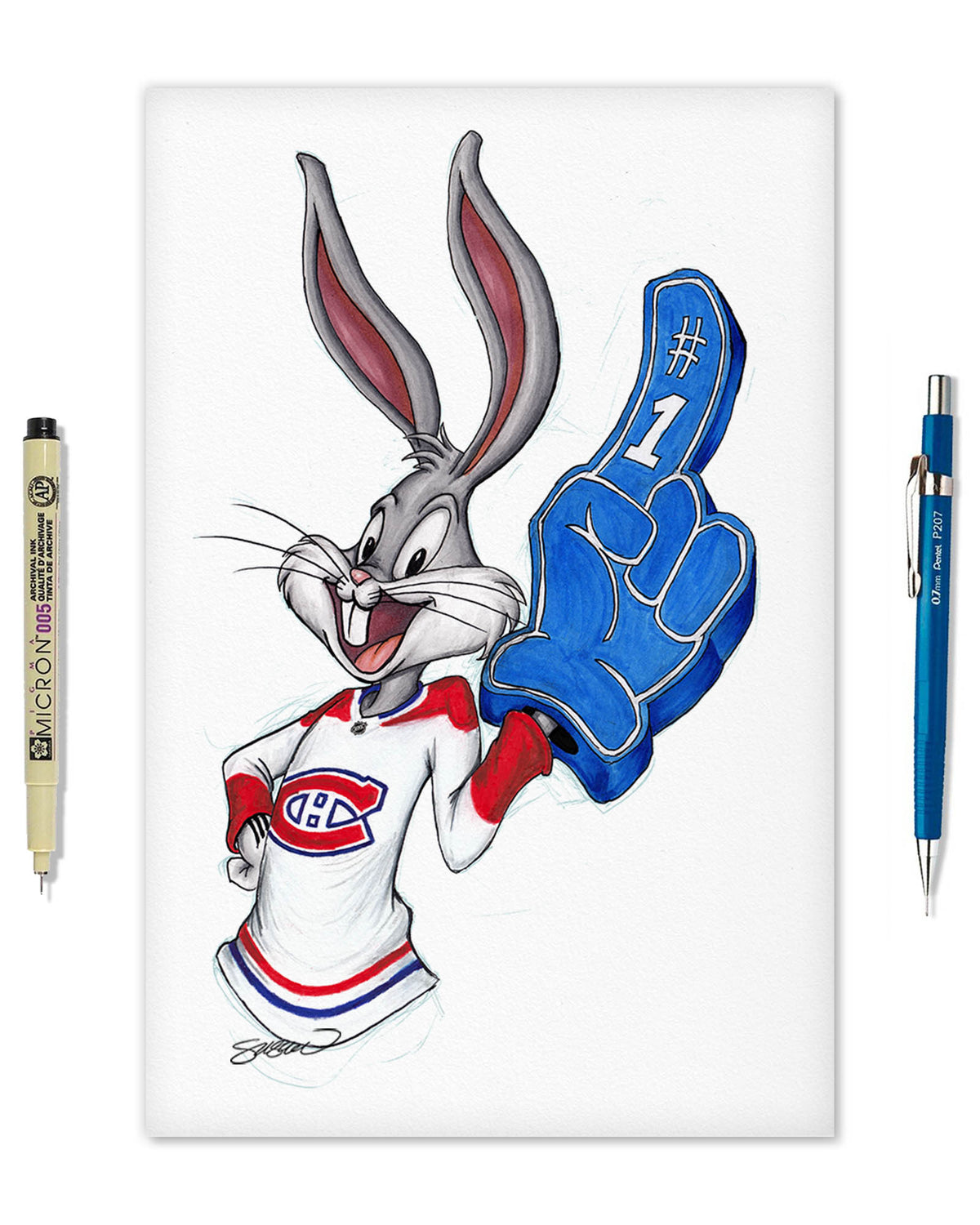 Rabbit Hockey Fan x NHL Montreal Canadiens Bugs Bunny Limited Edition Fine Art Print