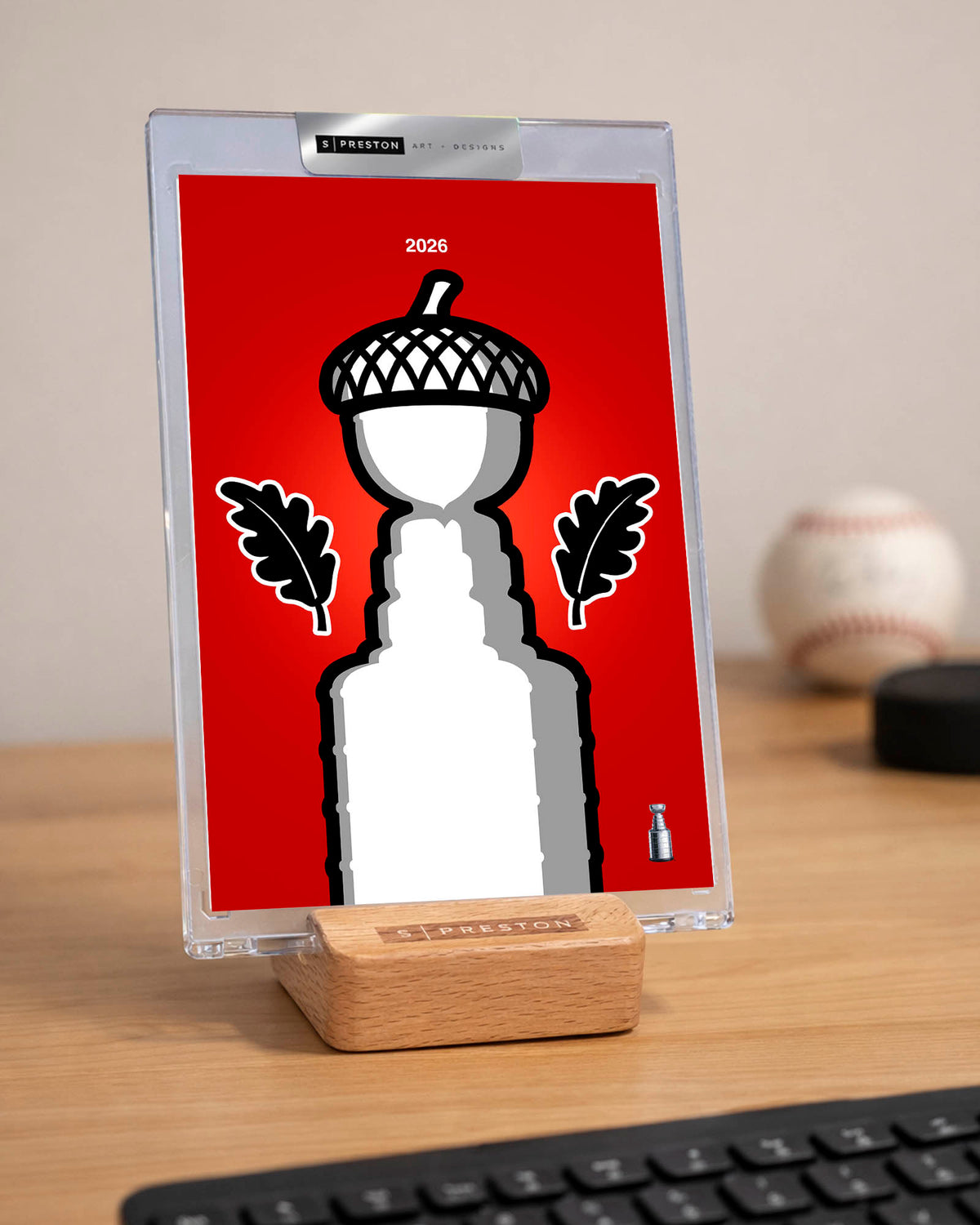 Minimalist Stanley Cup 2026 Autographed Logan Stankoven Art - Authenticated