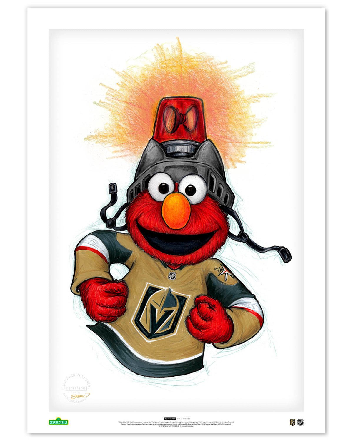 Elmo Loves Goals! x NHL Golden Knights Limited Edition Art Print