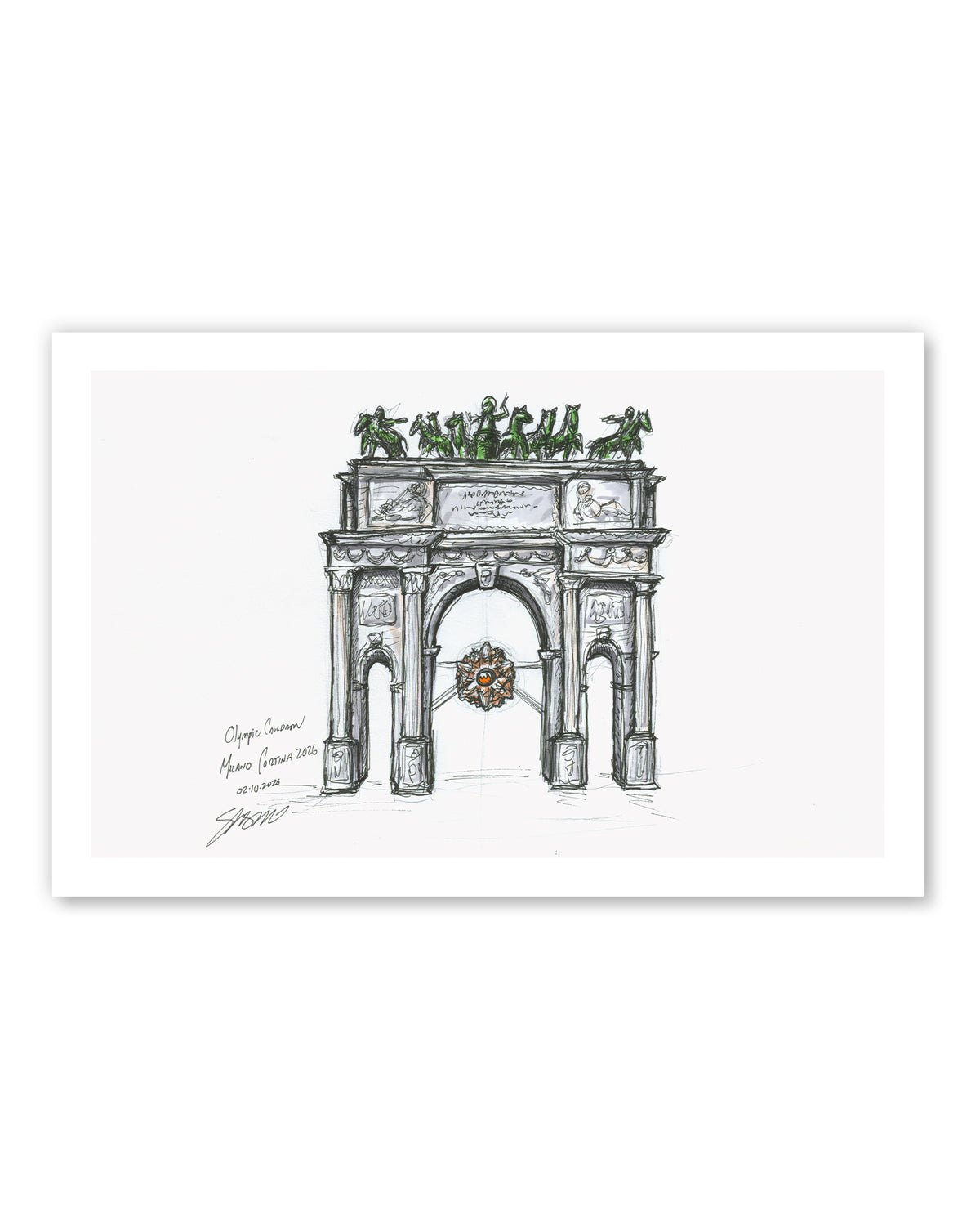 Milano-Cortina 2026 Cauldron Ink Sketch Art