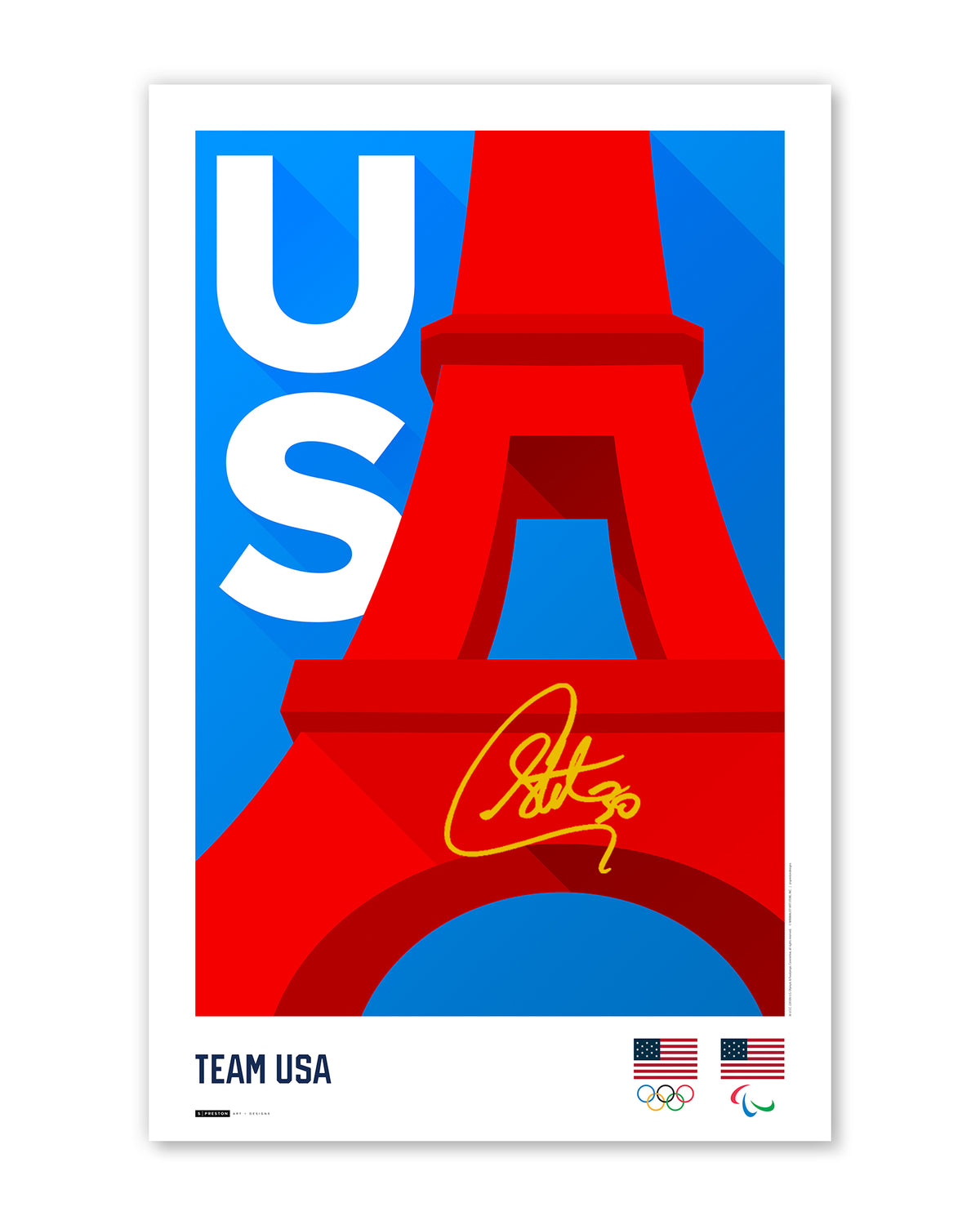 Minimalist 2024 Paris Team USA - Steph Curry Autographed - Authenticated