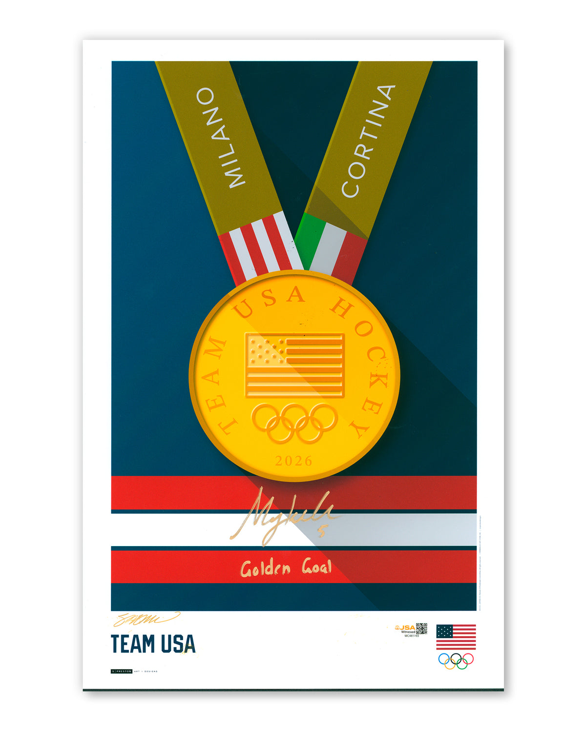 Minimalist Team USA 2026 Hockey Gold Medal Megan Keller Autograph Poster