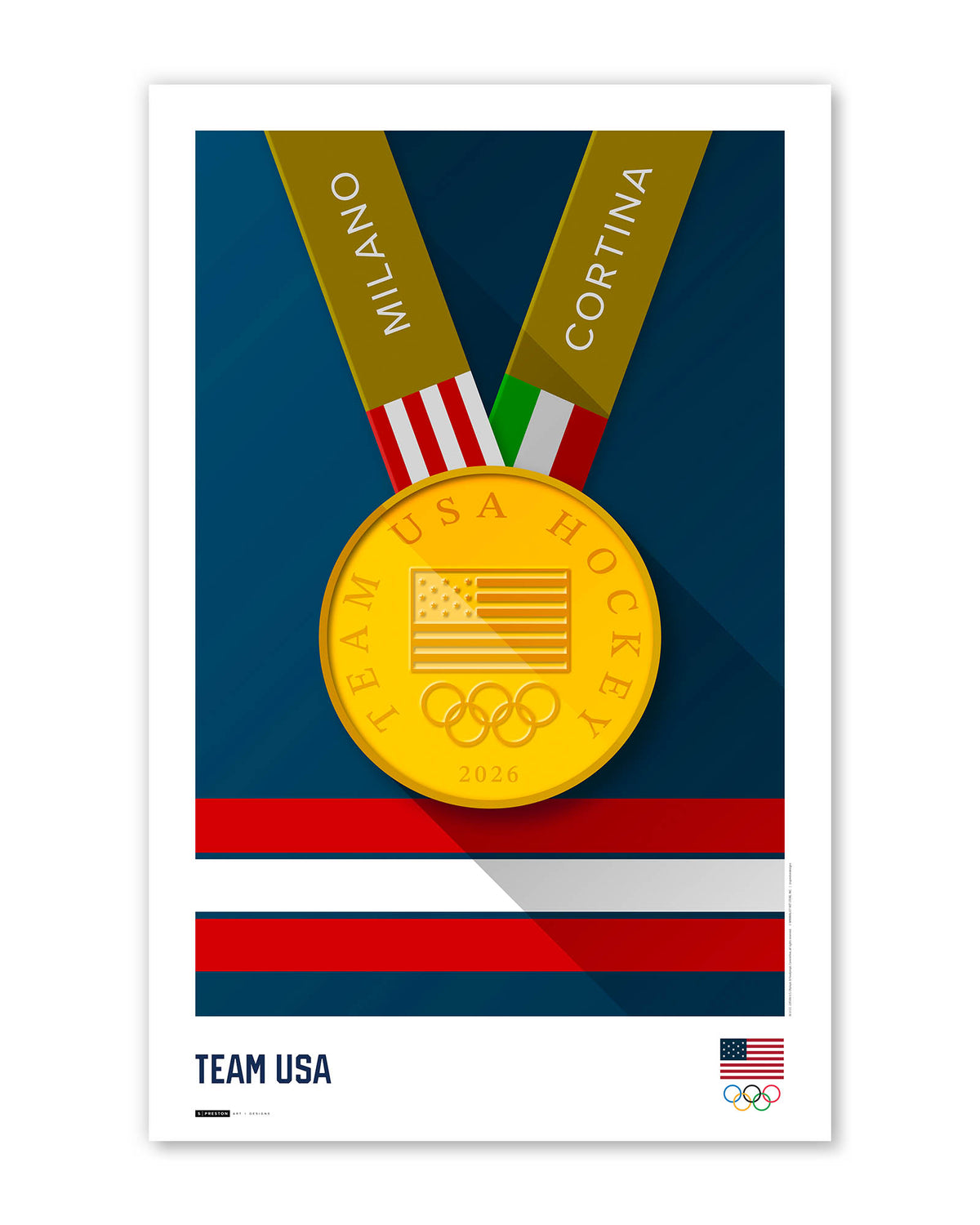 Minimalist Team USA 2026 Hockey Gold Medal Limited Edition Print