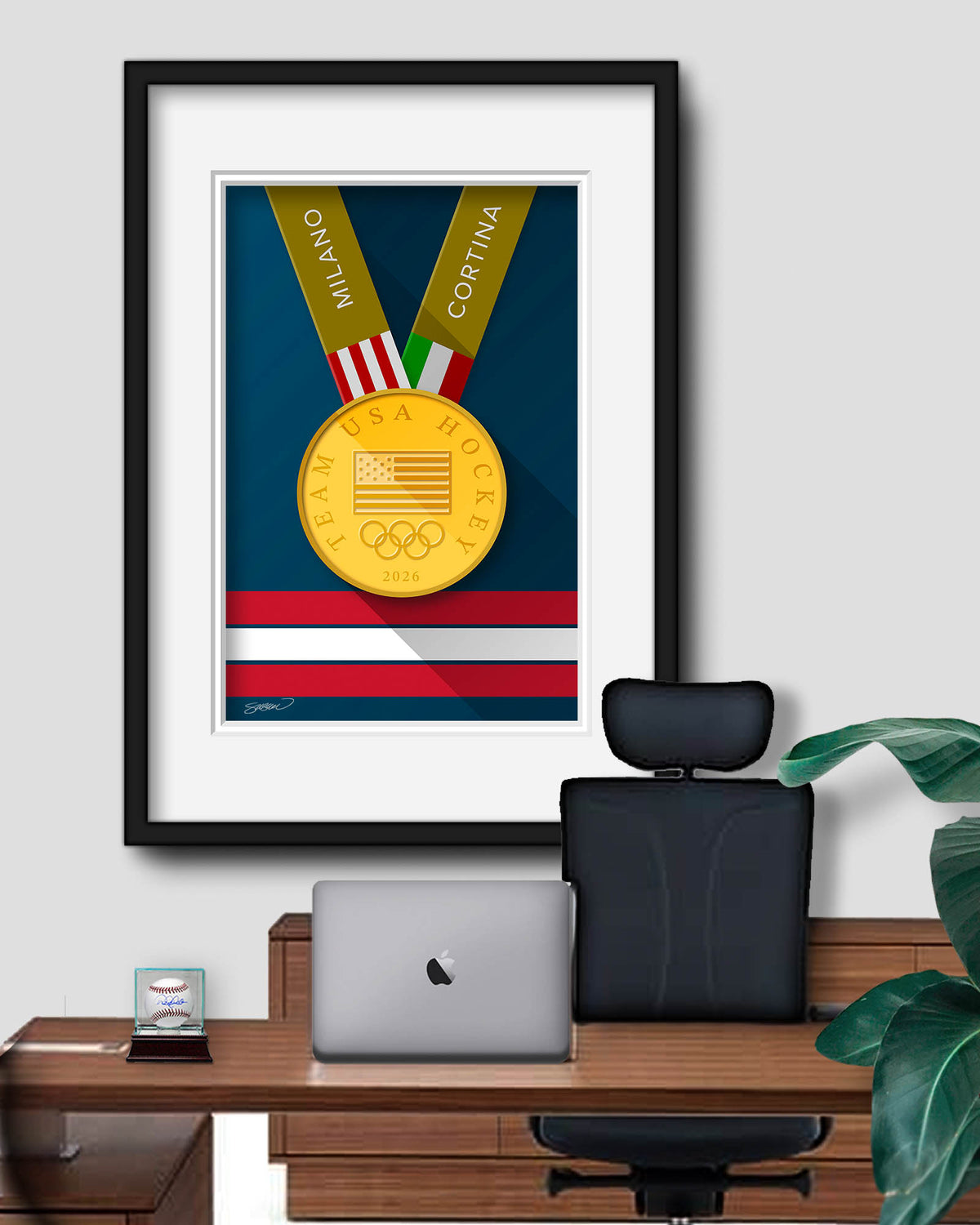 Minimalist Team USA 2026 Hockey Gold Medal Limited Edition Print