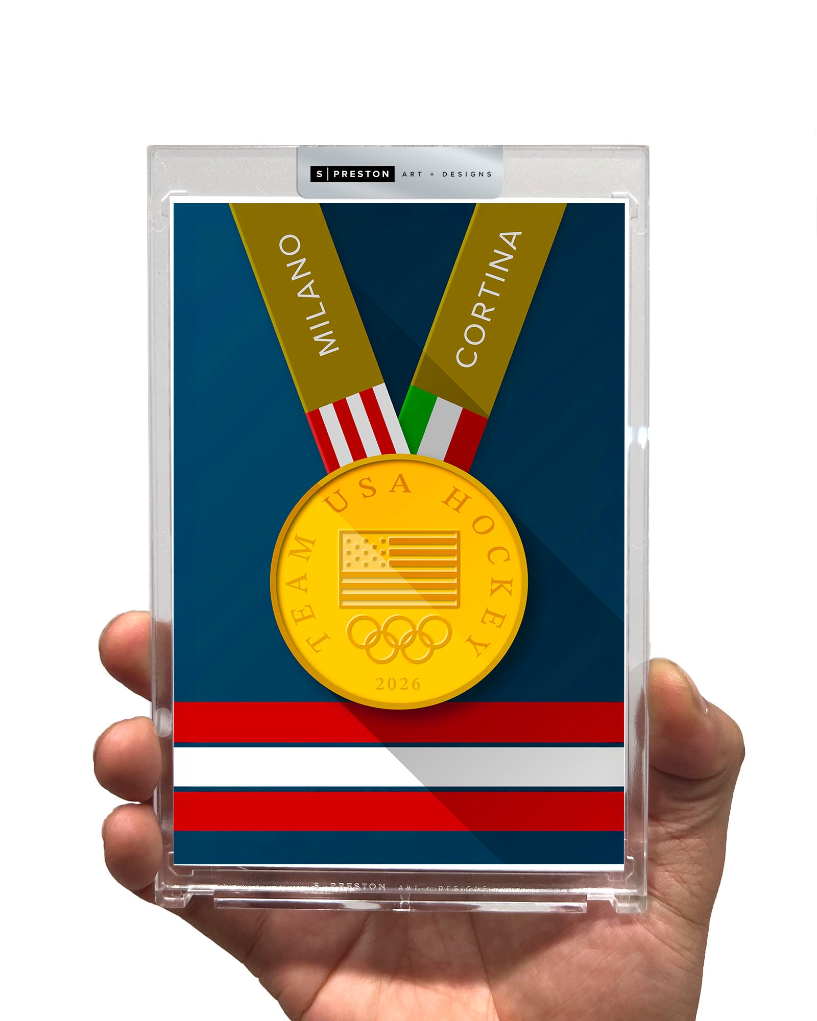 その他 Gold Medal Women's and Men's Designs Minimalist Team USA 2026 Hockey Gold Medal Print – S. Preston Art
