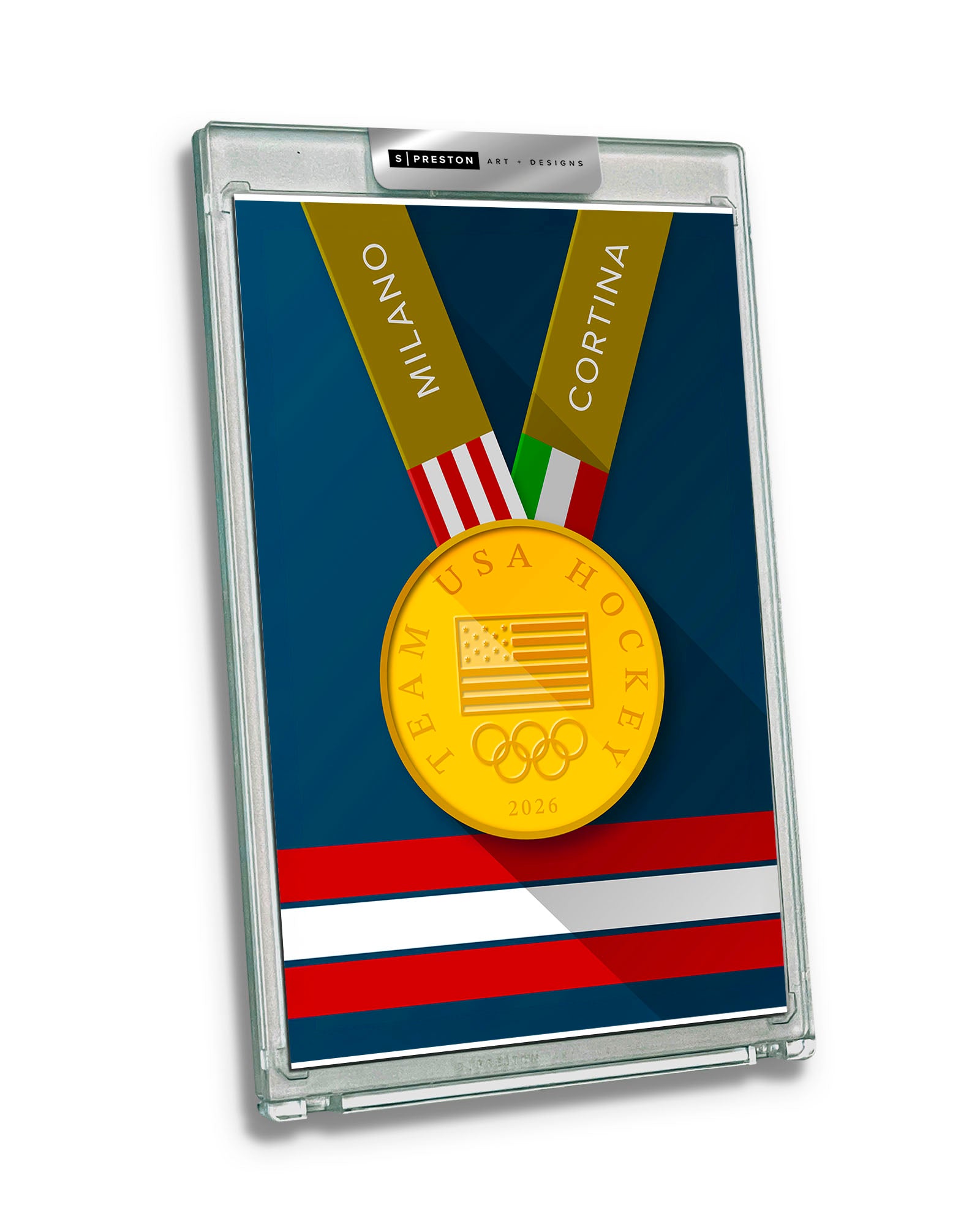 その他 Gold Medal Women's and Men's Designs Minimalist Team USA 2026 Hockey Gold Medal Print – S. Preston Art
