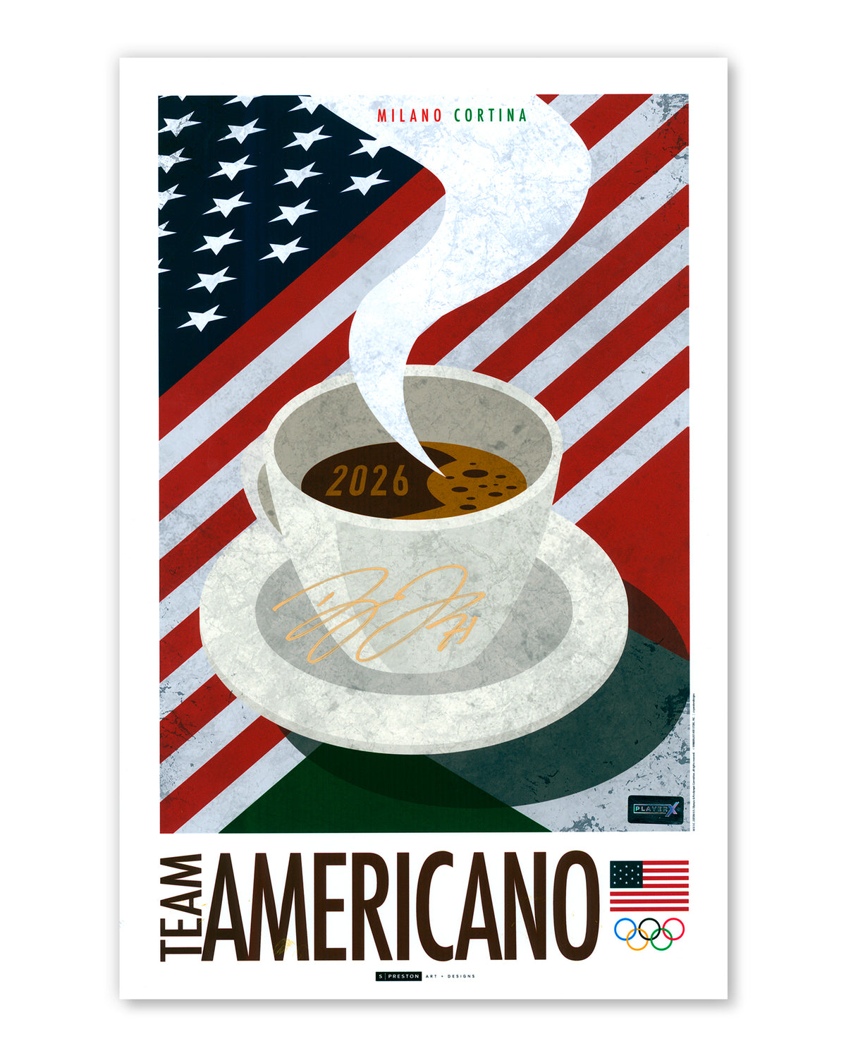 Minimalist Team USA 2026 Milano Cortina Dylan Larkin Autographed Hockey Print