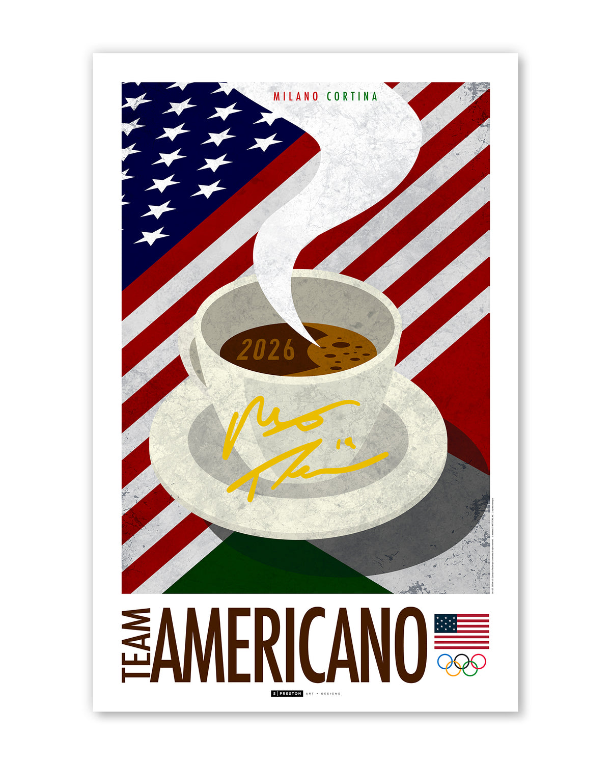 Minimalist Team USA 2026 Milano Cortina Autographed Hockey Print