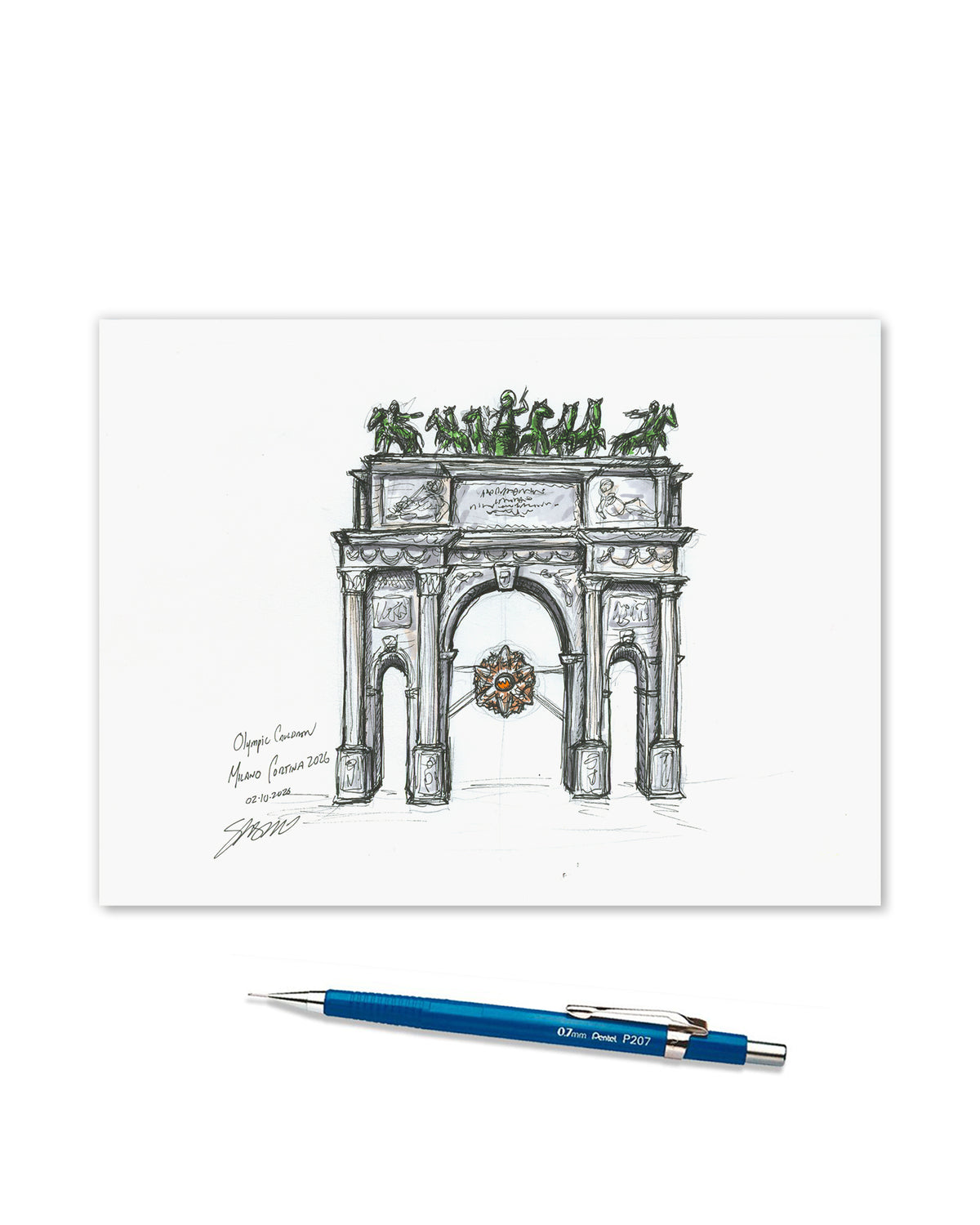 Milano-Cortina 2026 Cauldron Ink Sketch Art