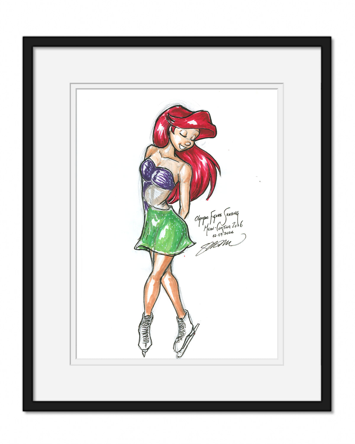 Figure Skating Princess Sketch Original Art