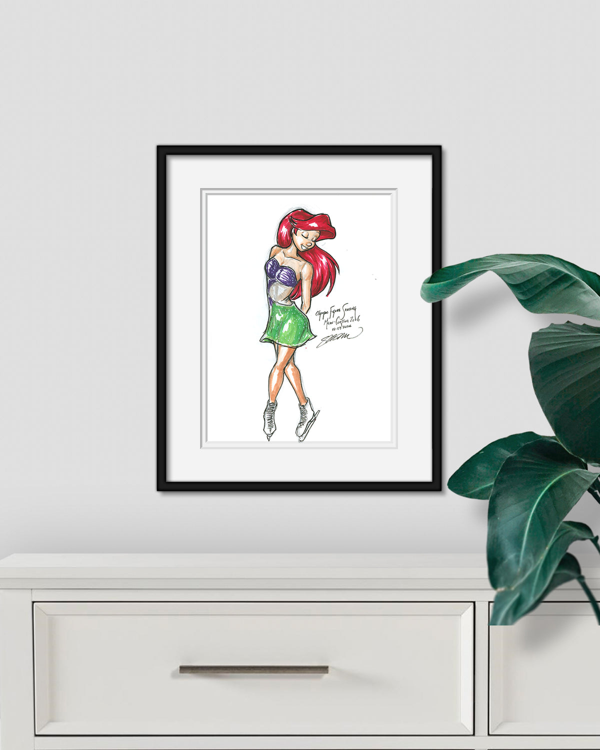 Figure Skating Princess Sketch Original Art