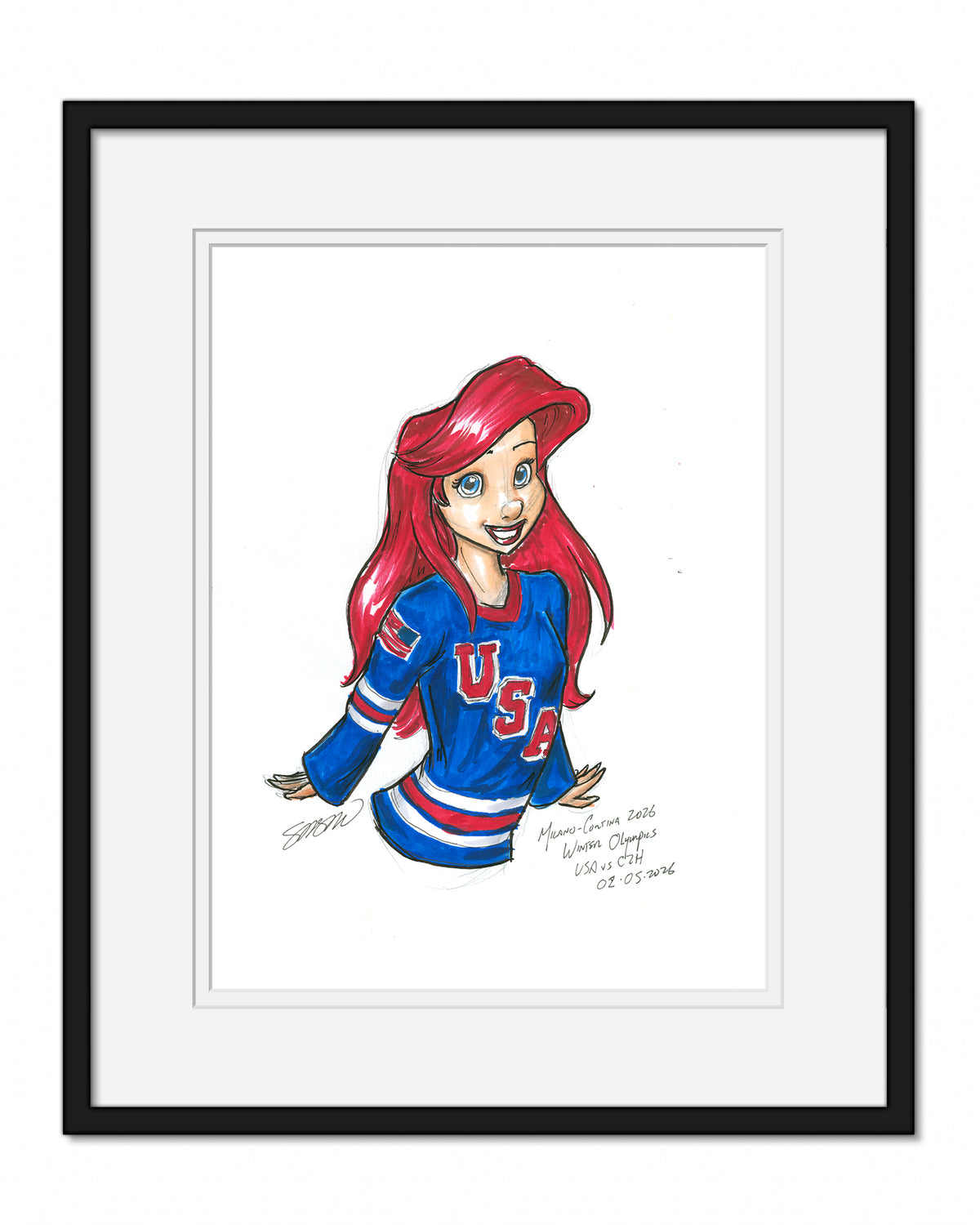 Ice Hockey Princess Sketch Original Art