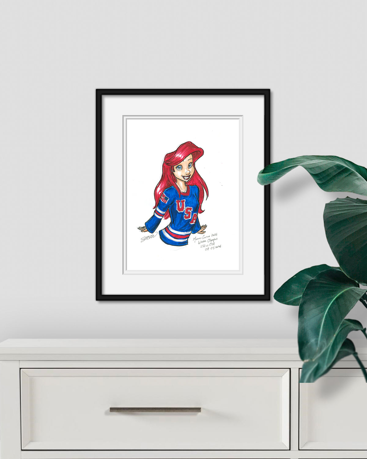 Ice Hockey Princess Sketch Original Art