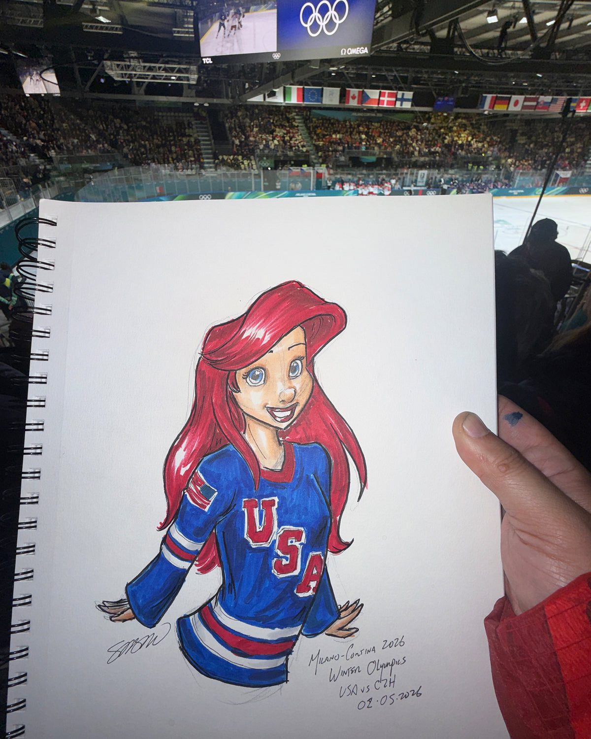 Ice Hockey Princess Sketch Original Art