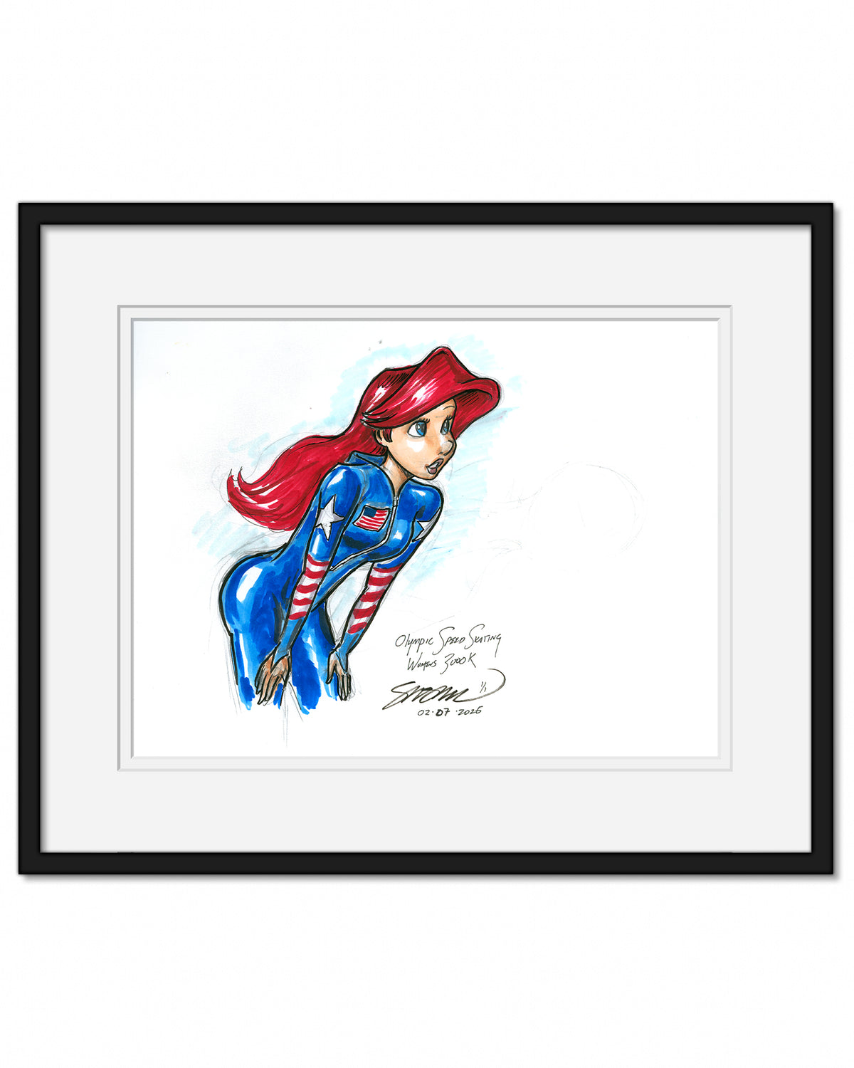 Speed Skating Princess Sketch Original Art